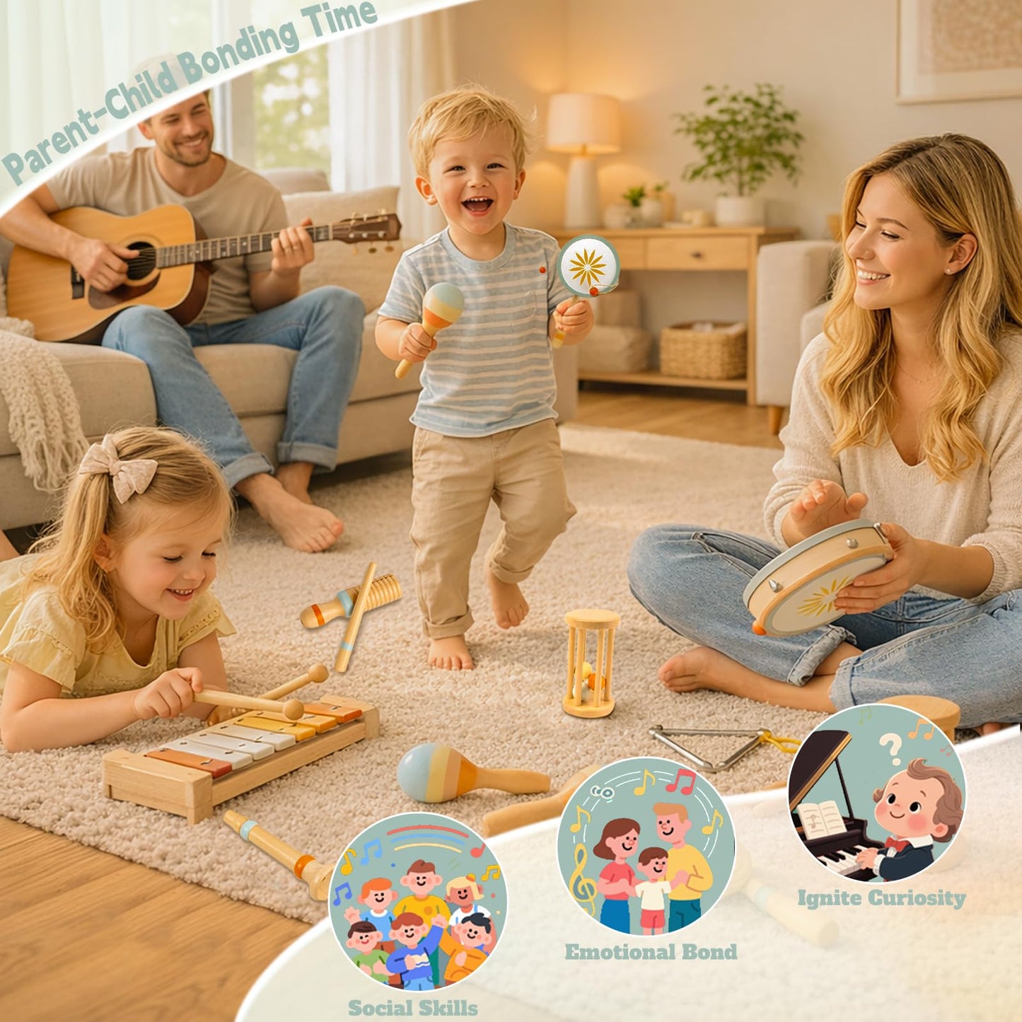 JOOMLAFLY 12-Piece Baby Musical Instruments Set for Toddlers 1-3