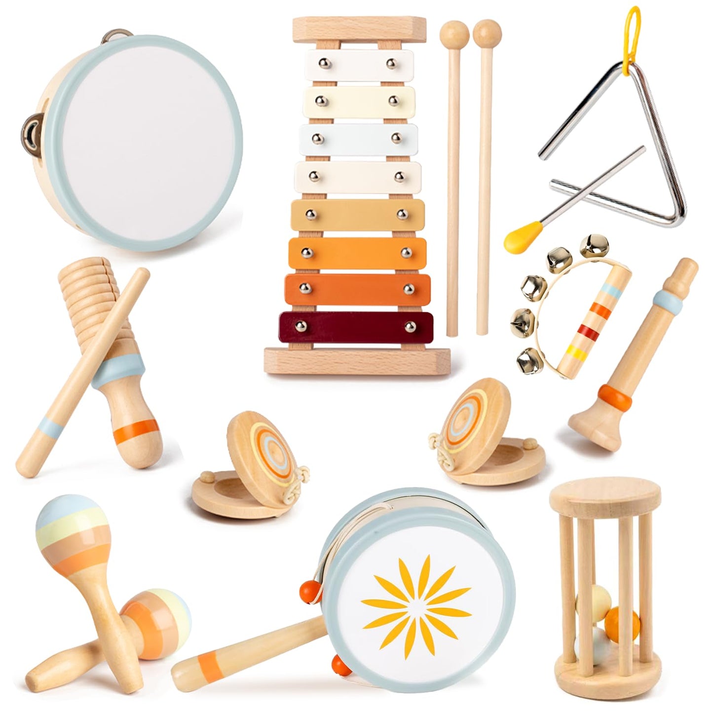 JOOMLAFLY 12-Piece Baby Musical Instruments Set for Toddlers 1-3