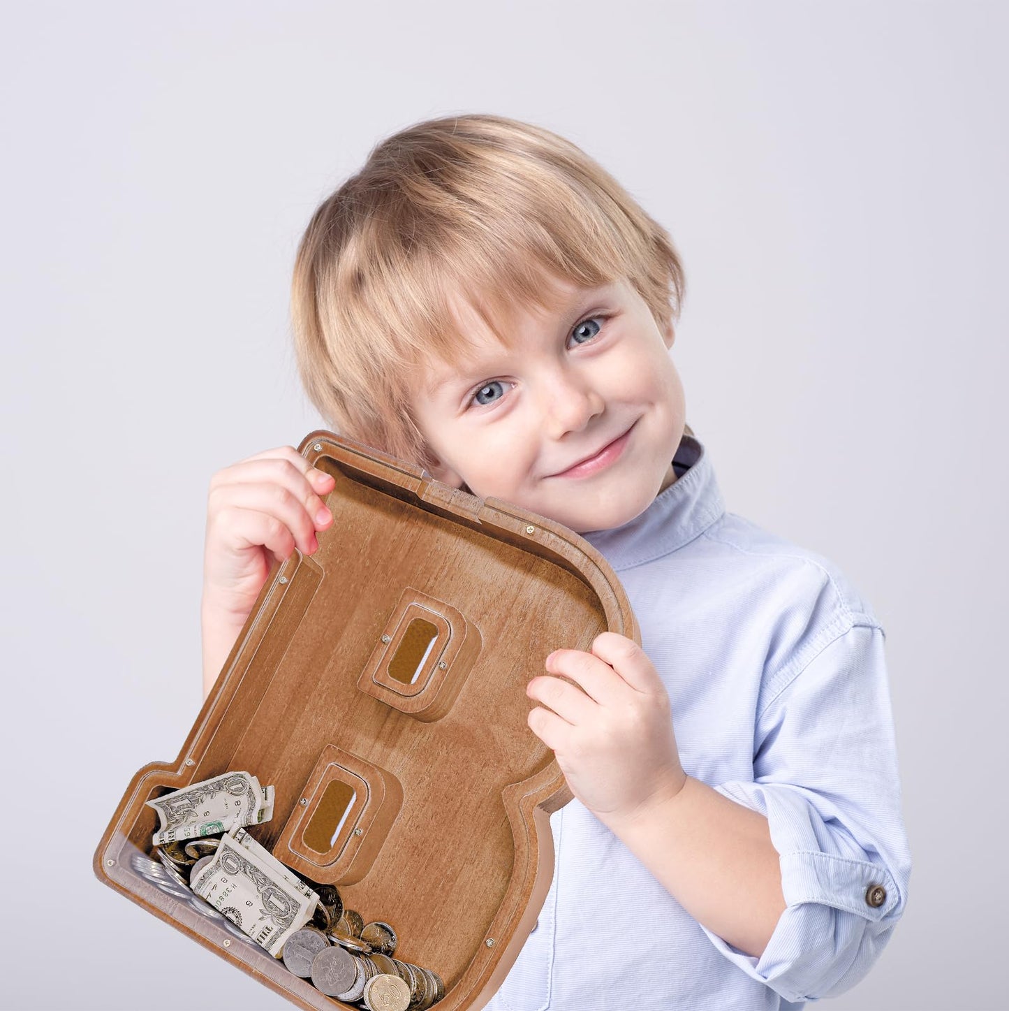 JOOMLAFLY Wooden Letter Piggy Bank – Personalized Initial Coin Bank for Kids