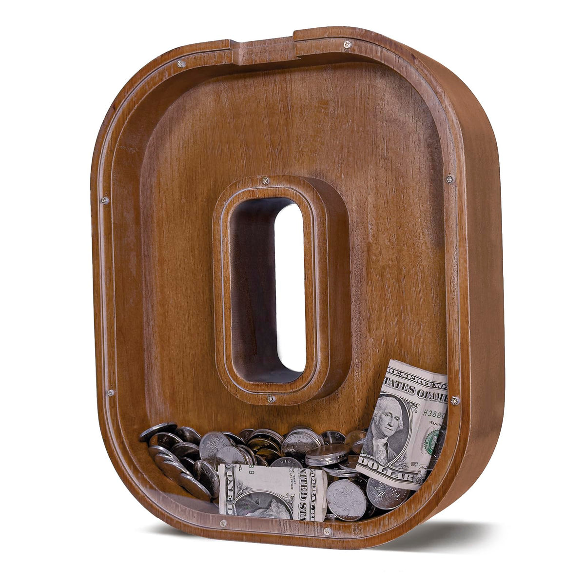 JOOMLAFLY Wooden Letter Piggy Bank – Personalized 12-Inch Coin Bank for Kids