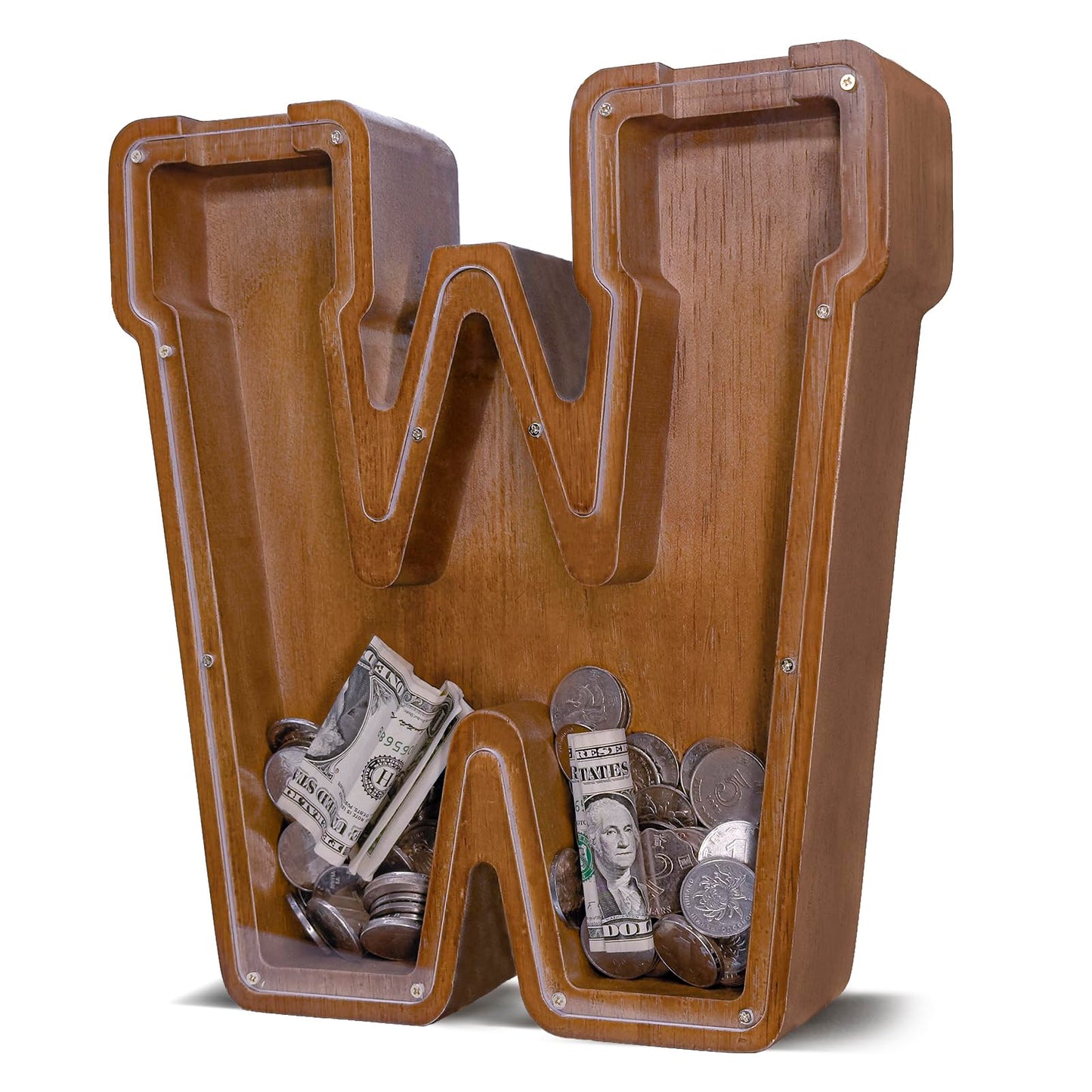 JOOMLAFLY Wooden Letter Piggy Bank – Personalized Initial Coin Bank for Kids