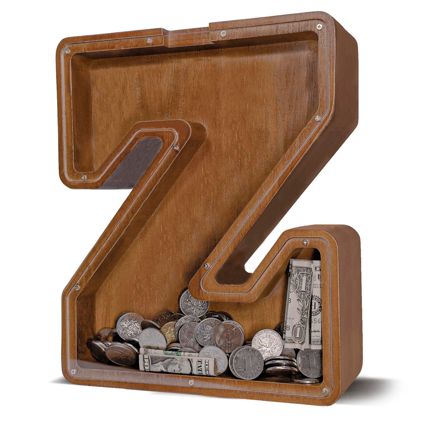 JOOMLAFLY Wooden Letter Piggy Bank for Kids — Personalizable 12-Inch Initial Coin Bank