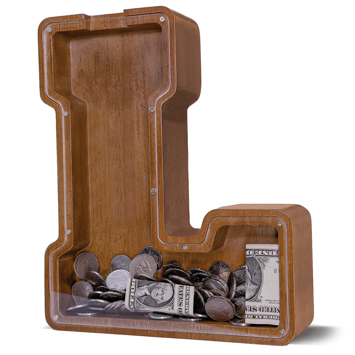 JOOMLAFLY Wooden Letter Piggy Bank for Kids – Personalized Initial Coin Bank & Decorative Storage