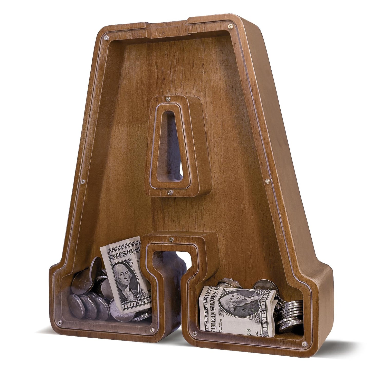 JOOMLAFLY Wooden Letter Piggy Bank – Personalized 12-Inch Initial Coin Bank for Kids