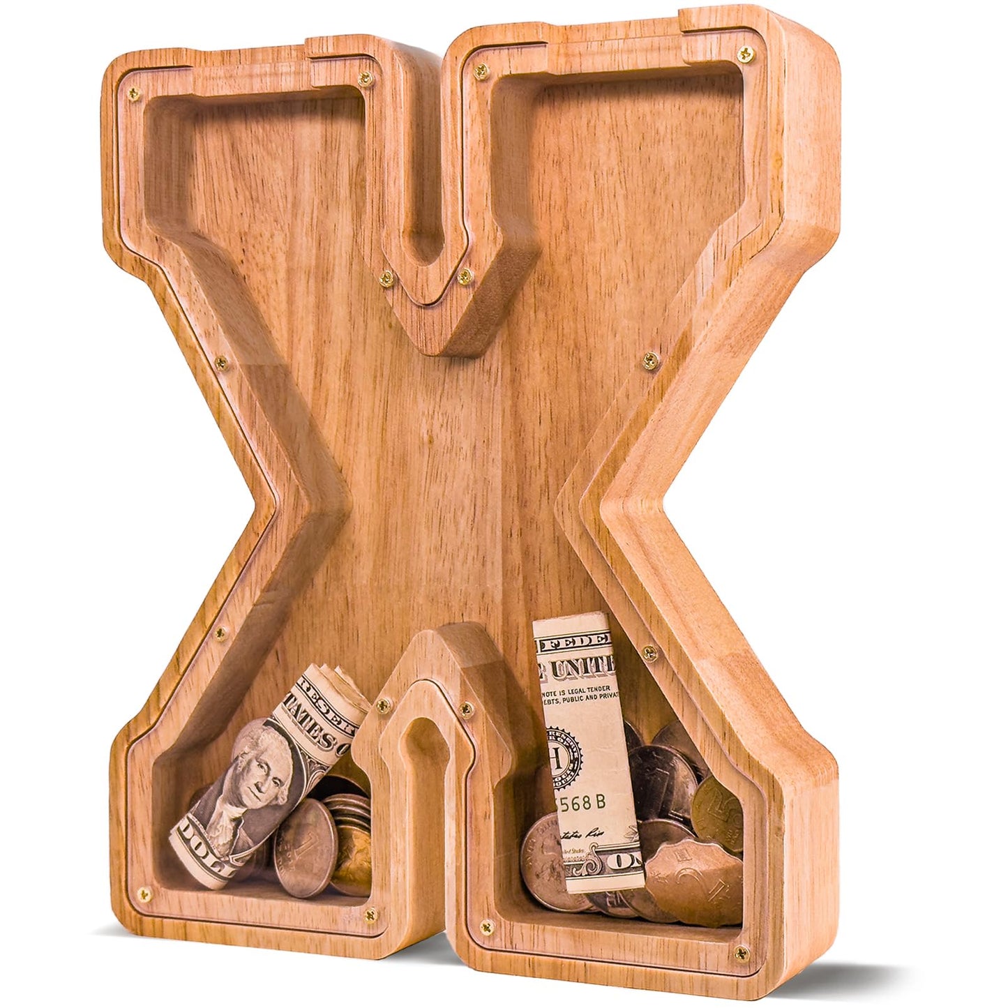 JOOMLAFLY Wooden Letter Piggy Bank – Large Personalized Alphabet Bank for Kids