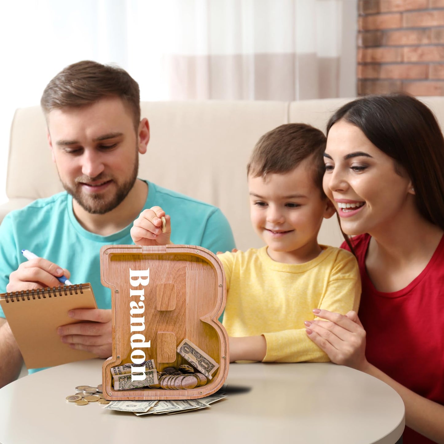 JOOMLAFLY Wooden Letter Piggy Bank – Personalized Initial Coin Bank for Kids