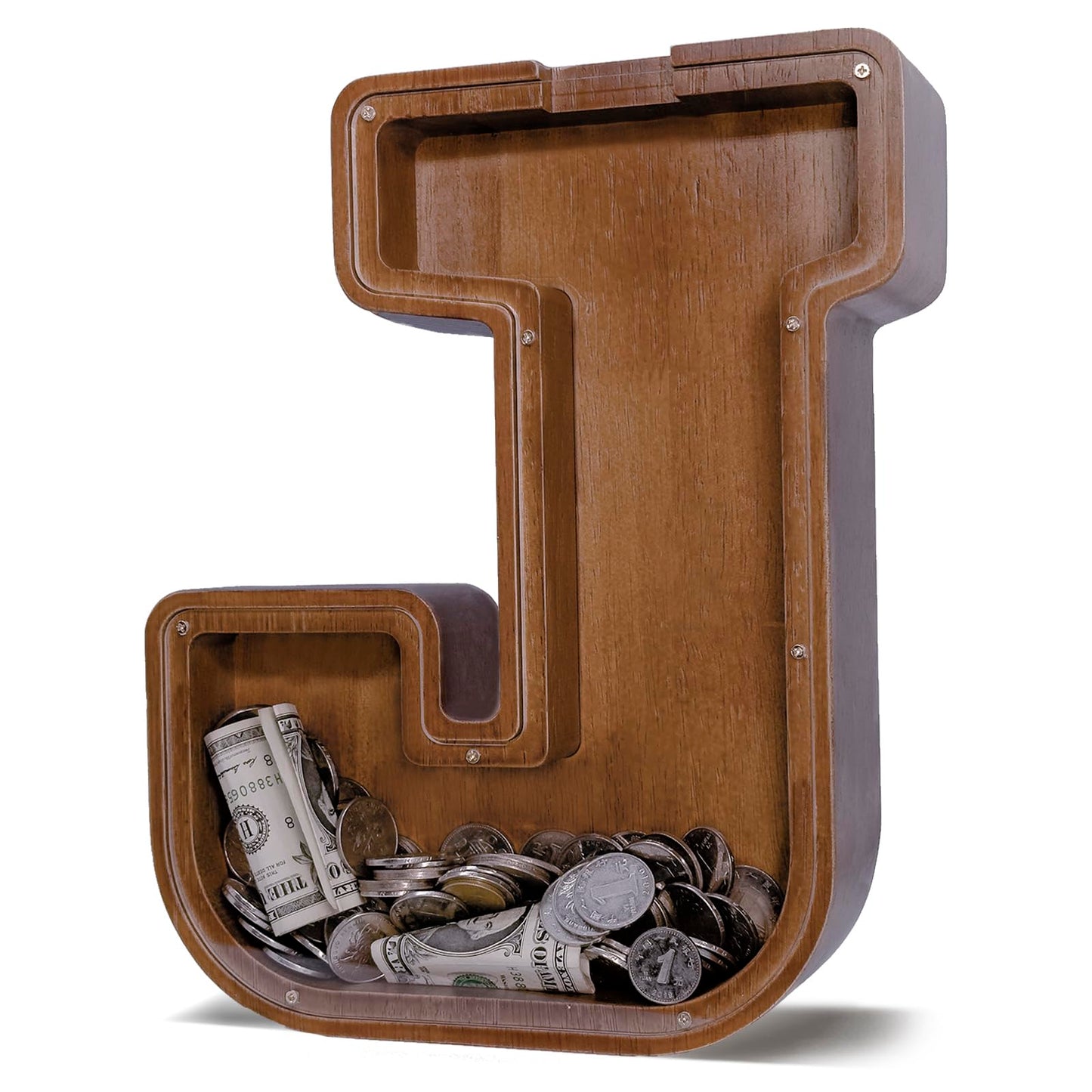 JOOMLAFLY Wooden Letter Piggy Bank – Personalized Initial Coin Bank for Kids