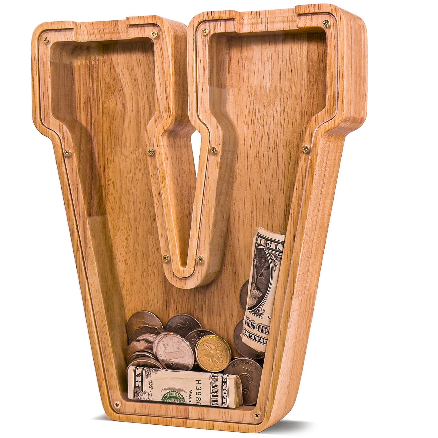 JOOMLAFLY Wooden Letter Piggy Bank – Large Initial Coin Bank for Kids