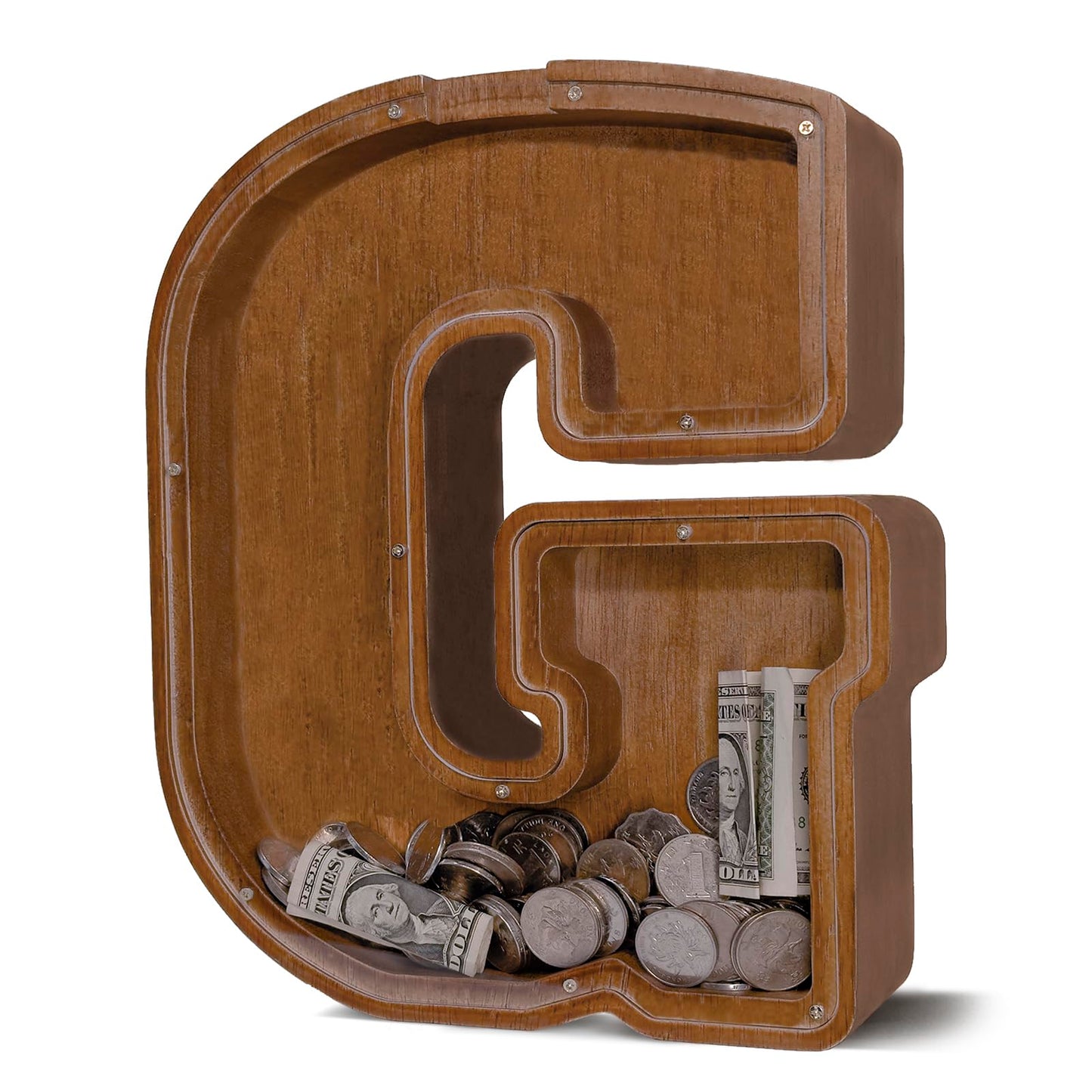JOOMLAFLY Wooden Letter Piggy Bank – Personalized 12-Inch Initial Coin Bank for Kids