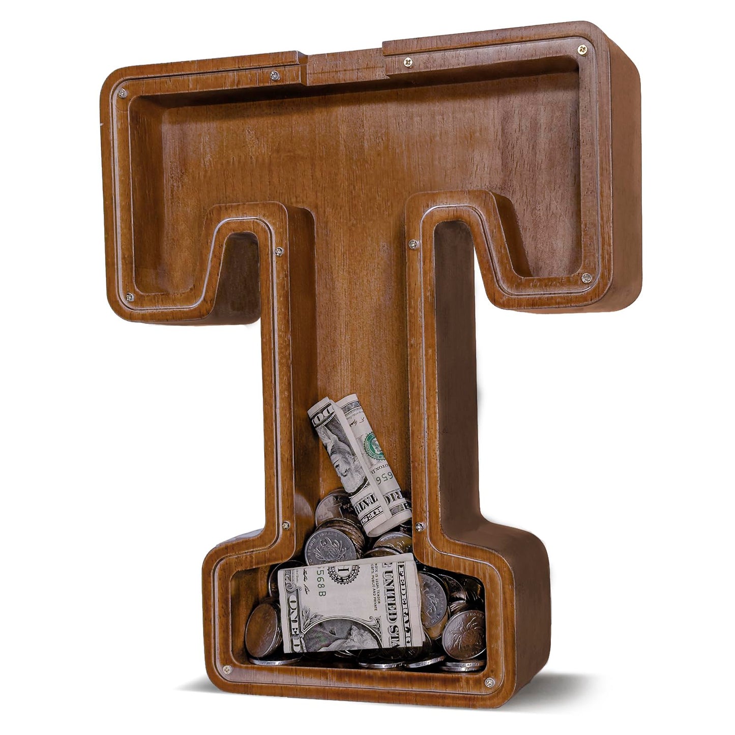 JOOMLAFLY Wooden Letter Piggy Bank – Large Initial Coin Bank for Kids