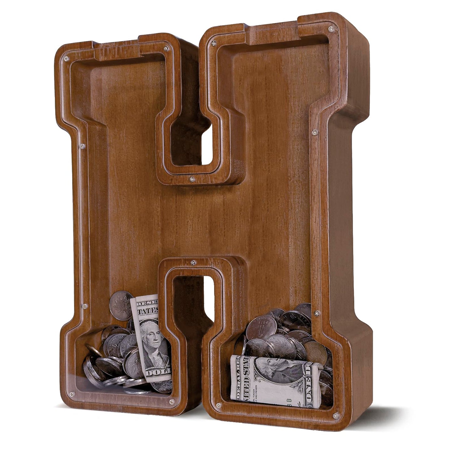 JOOMLAFLY Wooden Letter Piggy Bank – Large Initial Coin Bank for Kids