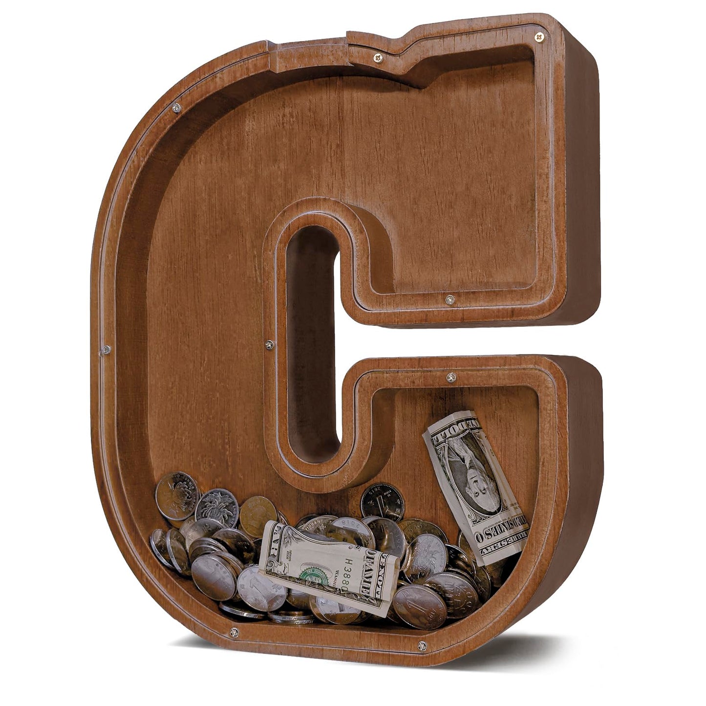 JOOMLAFLY Wooden Letter Piggy Bank for Kids | Large Initial Coin Bank & Personalized Gift