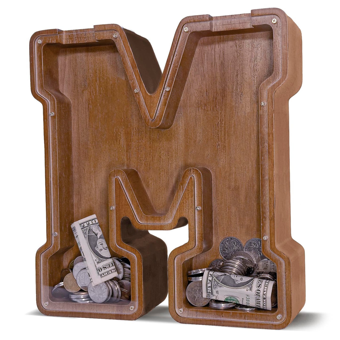 JOOMLAFLY Wooden Letter Piggy Bank – Personalized 12-Inch Initial Coin Bank for Kids