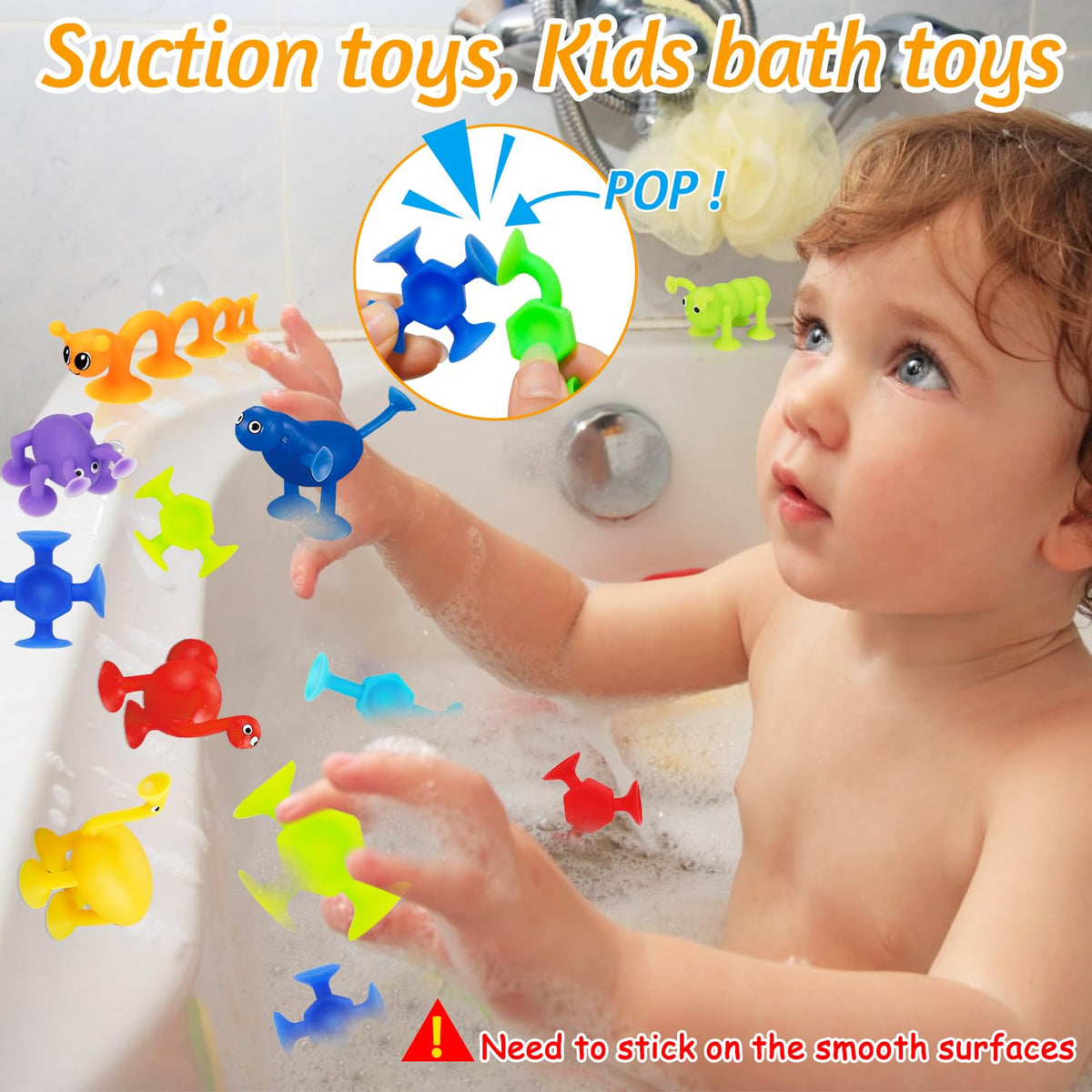 Joosharkidz 32 PCS Toddler Suction Cup Bath Toys – Ages 1-8, Travel-Friendly & Easter Basket Filler