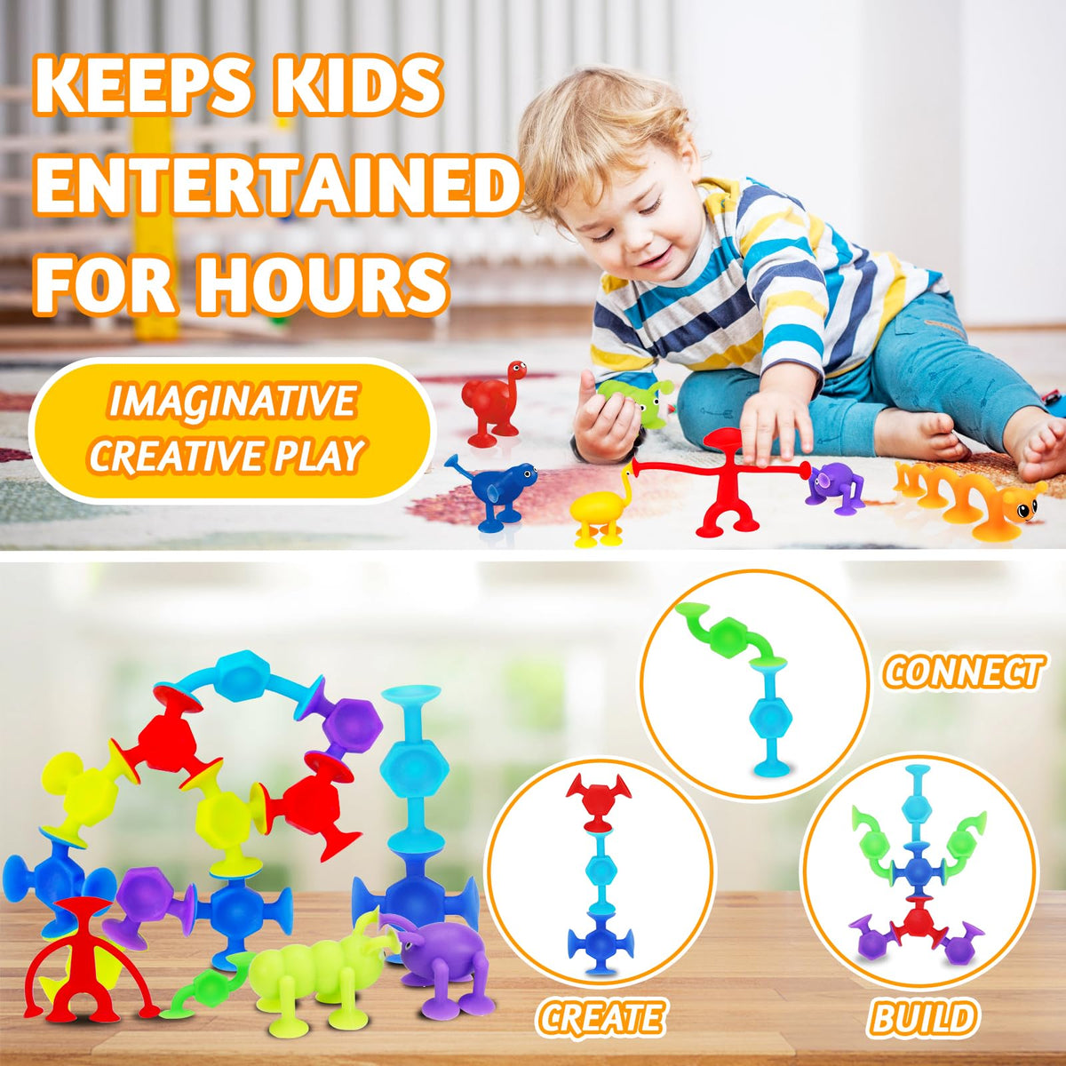 Joosharkidz 32 PCS Toddler Suction Cup Bath Toys – Ages 1-8, Travel-Friendly & Easter Basket Filler