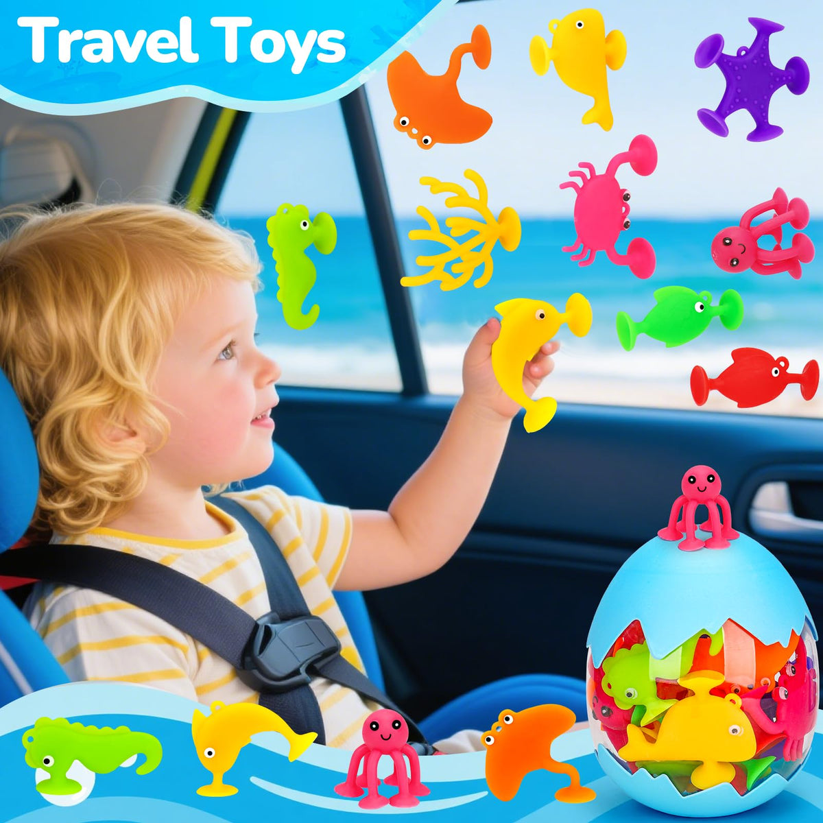Joosharkidz Toddler Suction Cup Bath Toys – Ocean Animals for Window Play and Bath Time (Ages 1-8)