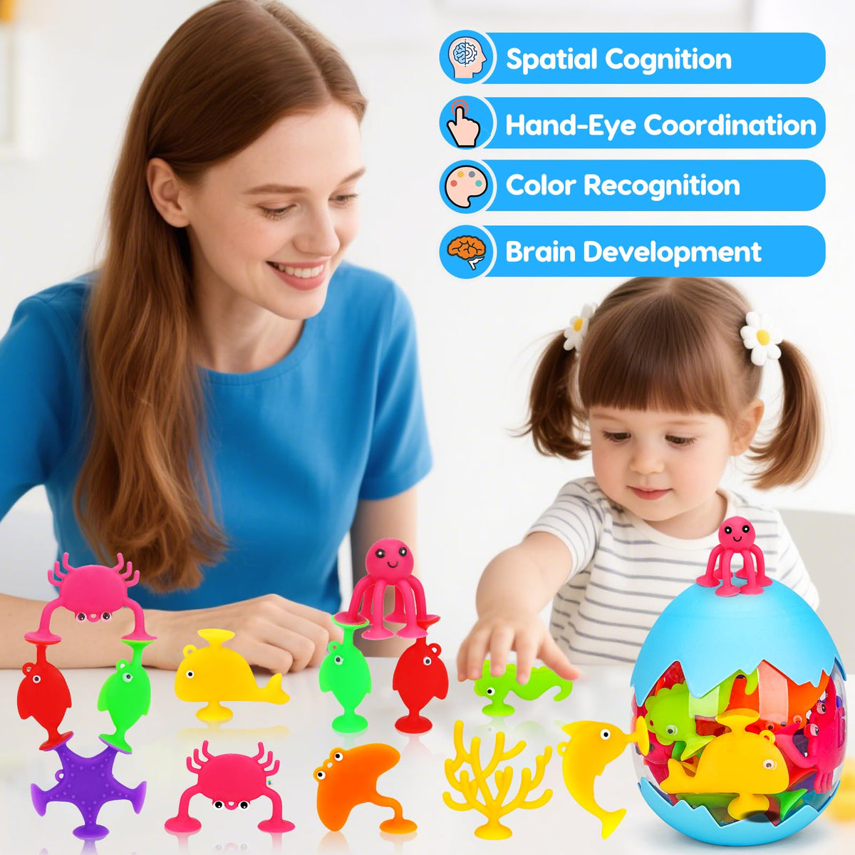 Joosharkidz Toddler Suction Cup Bath Toys – Ocean Animals for Window Play and Bath Time (Ages 1-8)