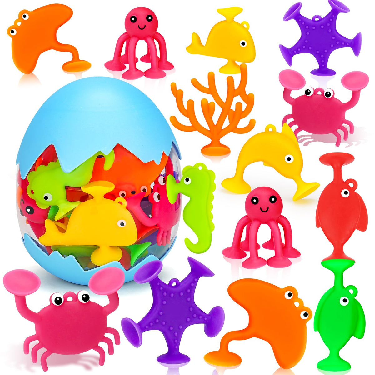 Joosharkidz Toddler Suction Cup Bath Toys – Ocean Animals for Window Play and Bath Time (Ages 1-8)