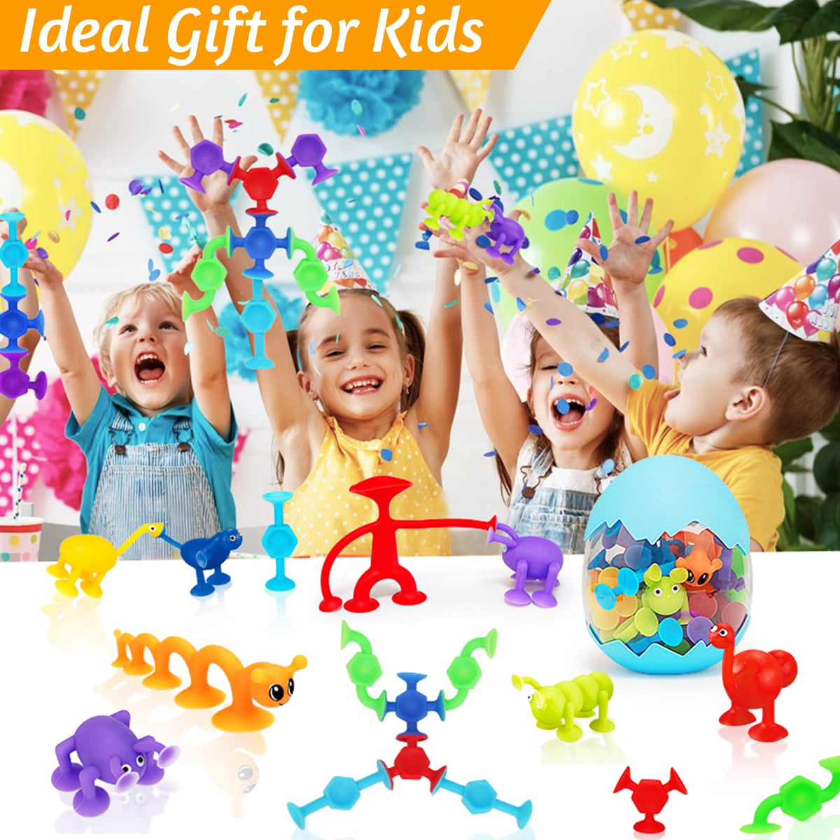 Joosharkidz 32 PCS Toddler Suction Cup Bath Toys – Ages 1-8, Travel-Friendly & Easter Basket Filler