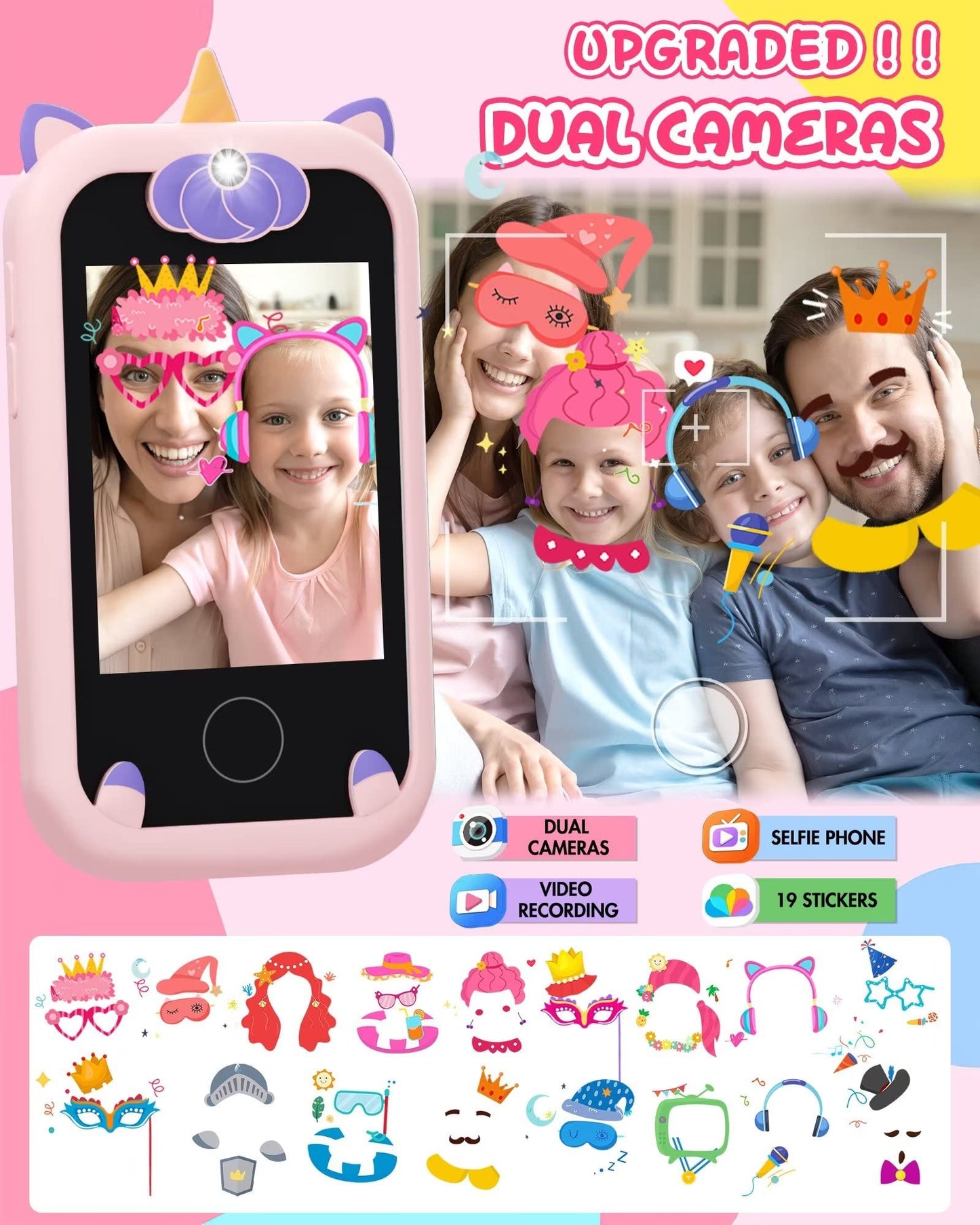 Joozfee Kids Smart Phone for Girls Unicorns – Learning Toy with 8G Card (Ages 3–9)