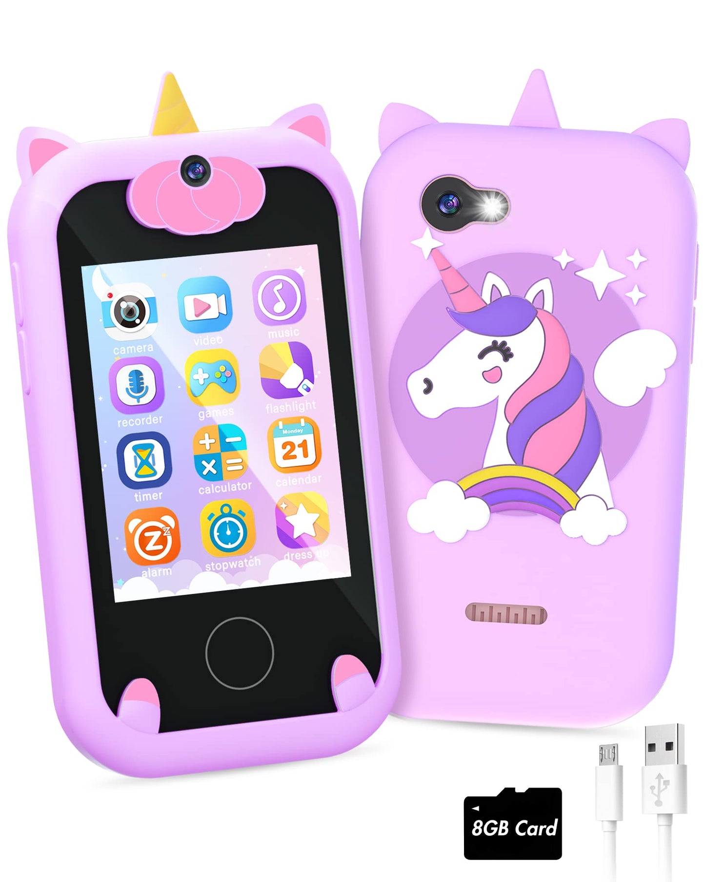 Joozfee Kids Smart Phone for Girls Unicorns — Learning Toy Gift (Purple)