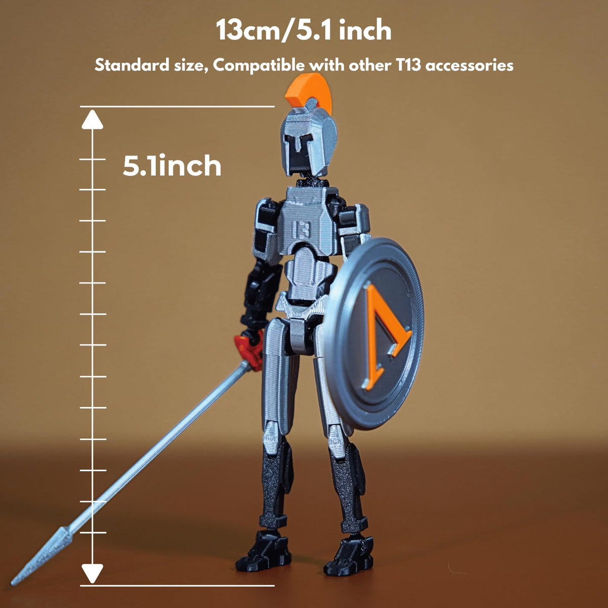 JoriBoBo T13 Action Figure (Dummy 13 / Titan 13 / Spartan Warrior) – Poseable 13 cm Collectible for Stop Motion & Gift