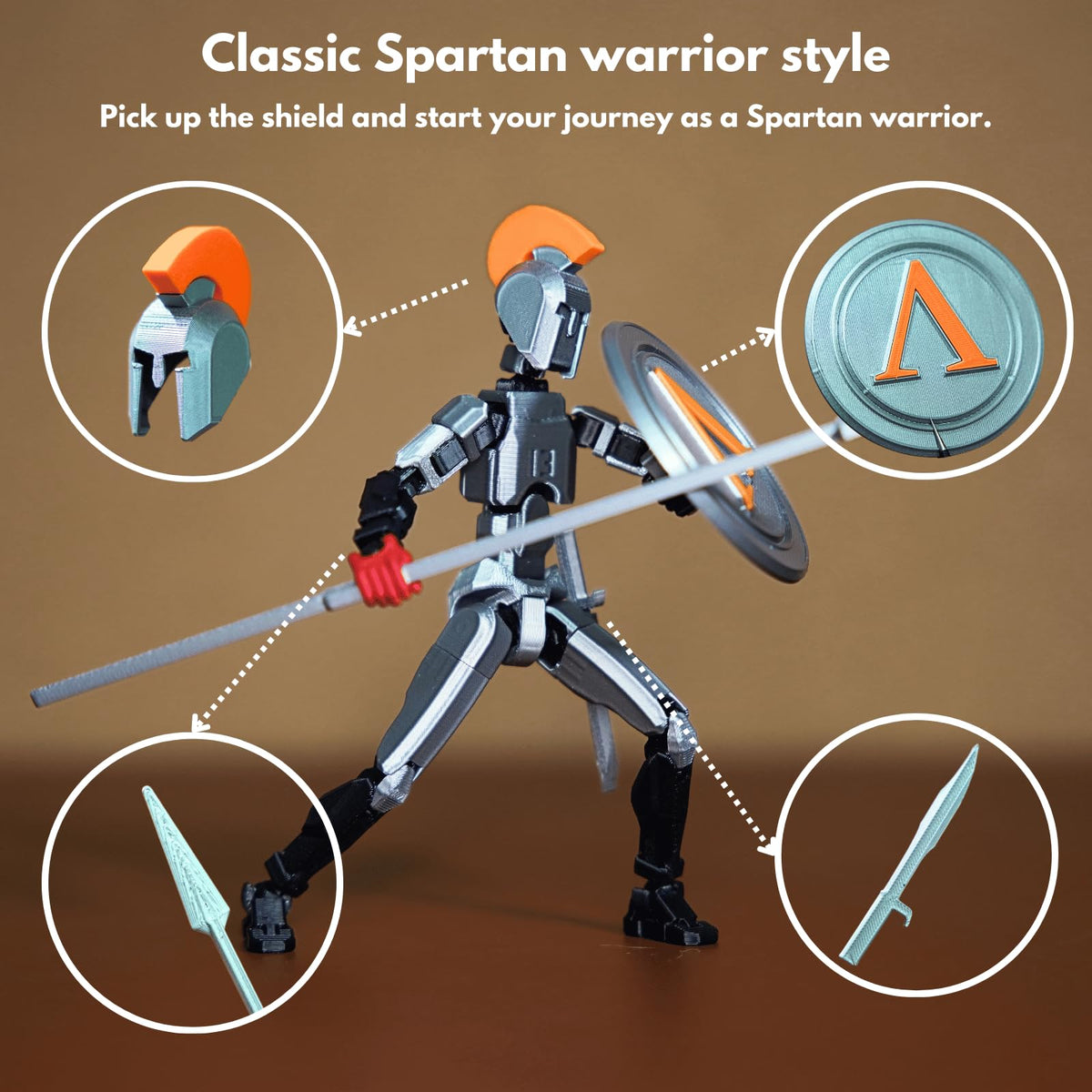 JoriBoBo T13 Action Figure (Dummy 13 / Titan 13 / Spartan Warrior) – Poseable 13 cm Collectible for Stop Motion & Gift