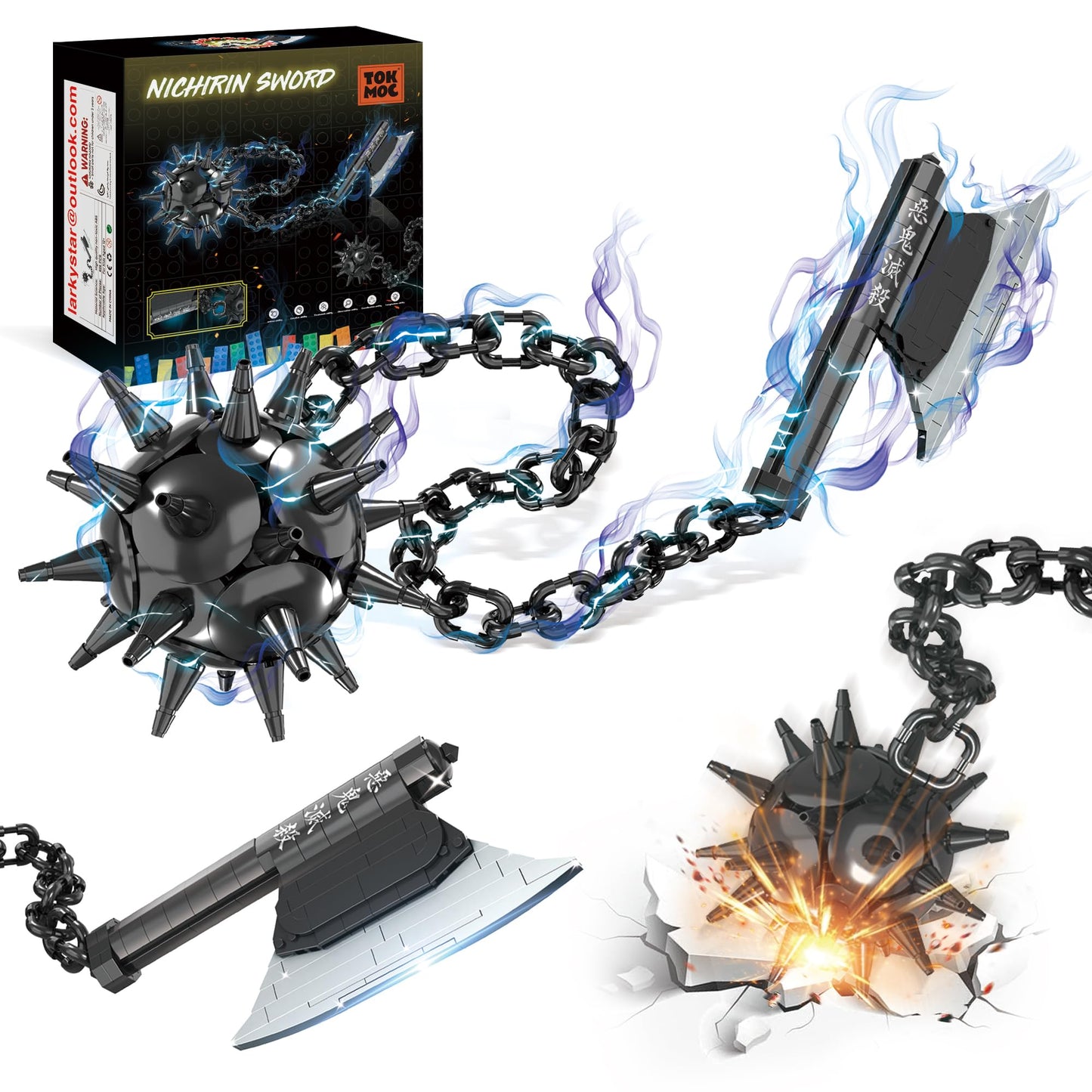 Jorumo Swords Building Sets for Adults – 42in Gyomei Axe & Meteor Hammer (826 Pcs)