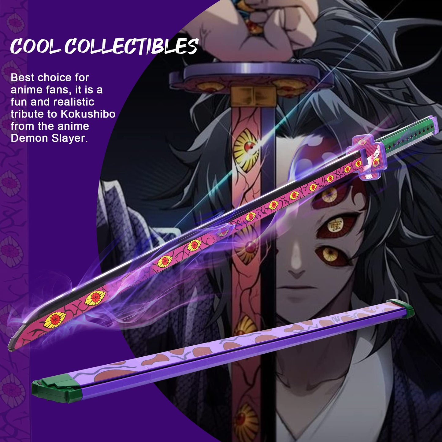 Jorumo Kokushibo Sword Building Set – 39in, 789-Piece Anime Cosplay Sword with Scabbard & Stand