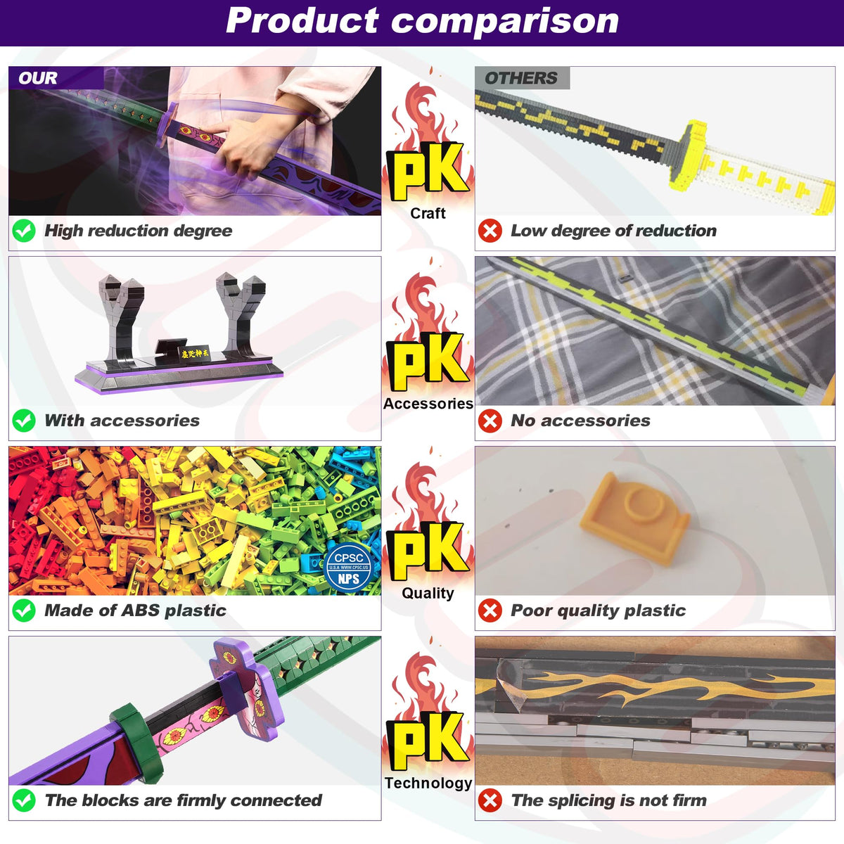 Jorumo Kokushibo Sword Building Set – 39in, 789-Piece Anime Cosplay Sword with Scabbard & Stand
