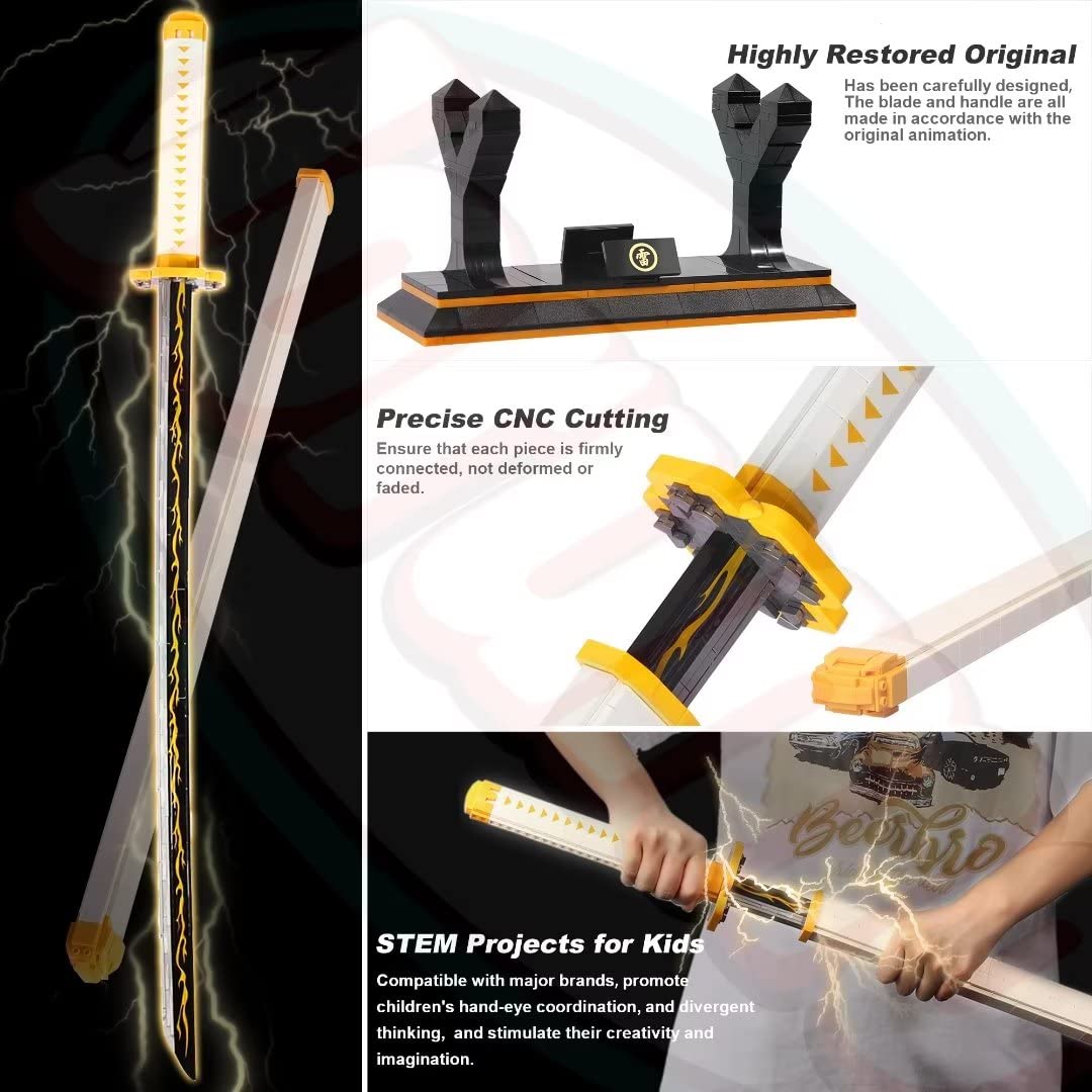 Jorumo Zenitsu Sword Building Set – 956 Pcs, 39in with Scabbard & Stand