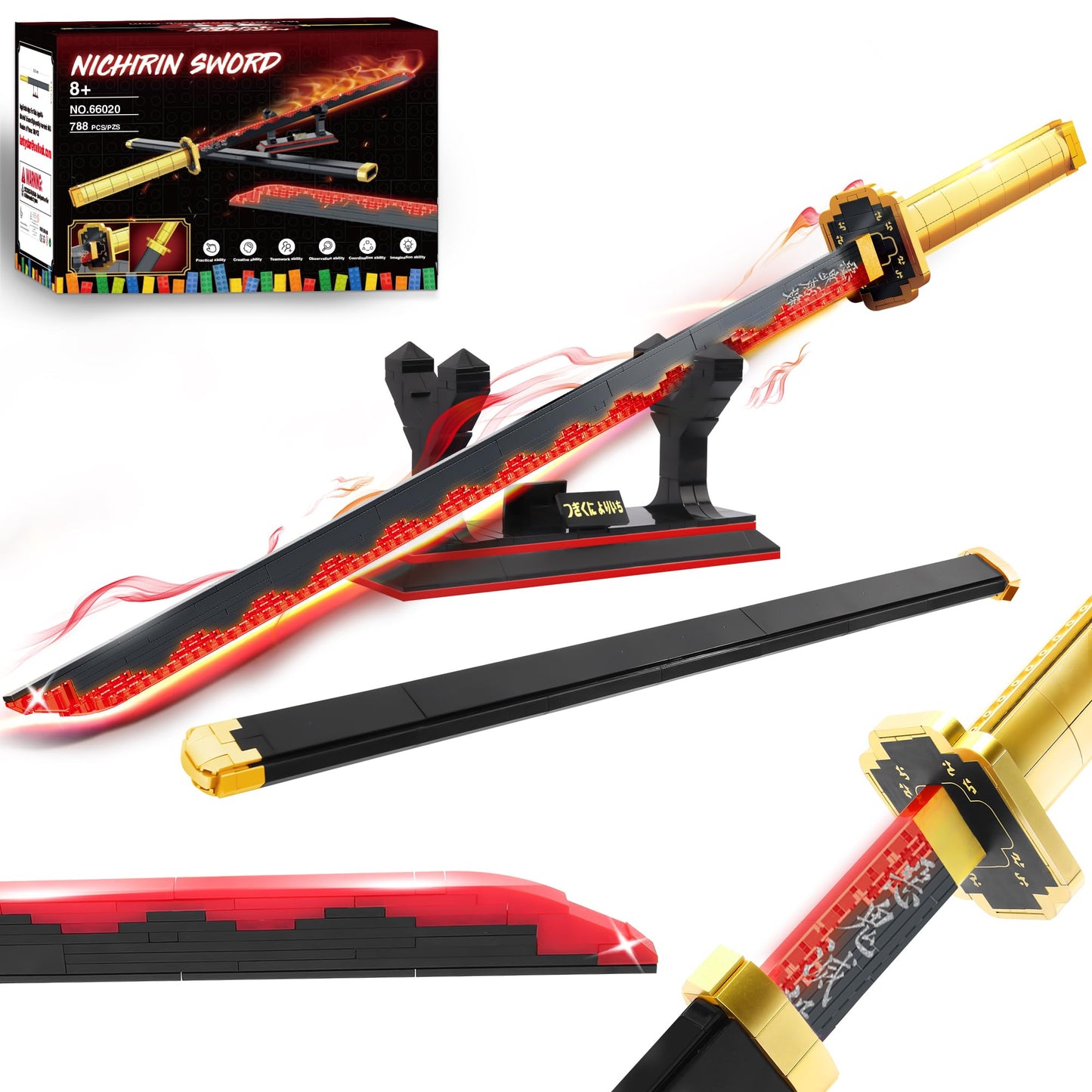 Jorumo 39-Inch Yoriichi Sword Building Set – 788 Pcs with Scabbard & Stand