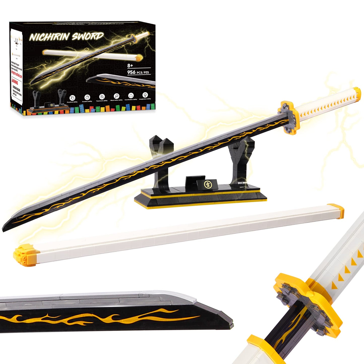 Jorumo Zenitsu Sword Building Set – 956 Pcs, 39in with Scabbard & Stand