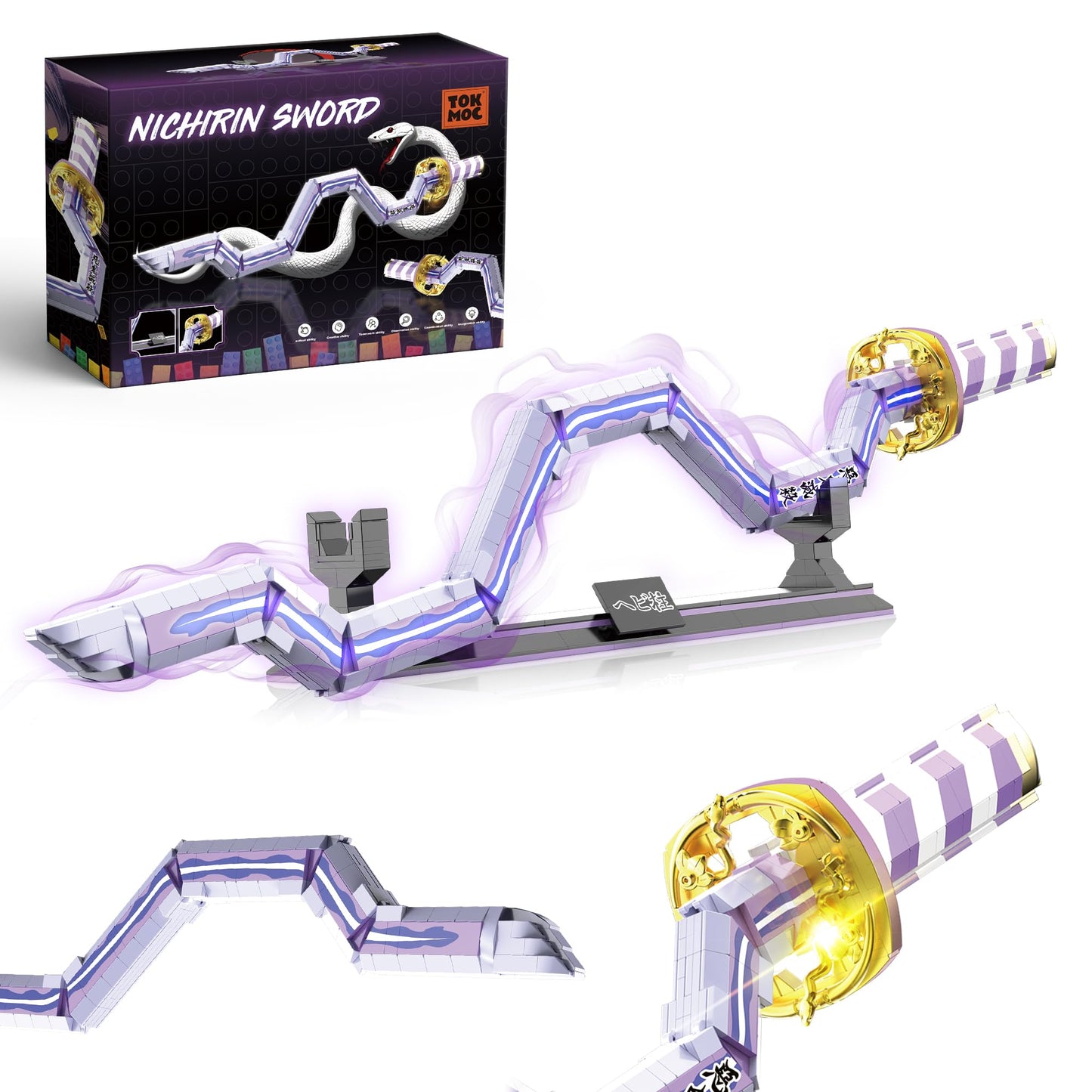 Jorumo Iguro Obanai Sword Building Set – 34in with Stand, 836 Pcs
