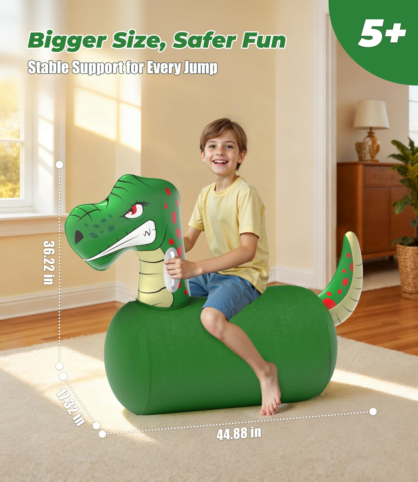 JOSEN Bouncy Hopper Giant Dinosaur Ride-On Toys – 2 Pack, Indoor/Outdoor Fun