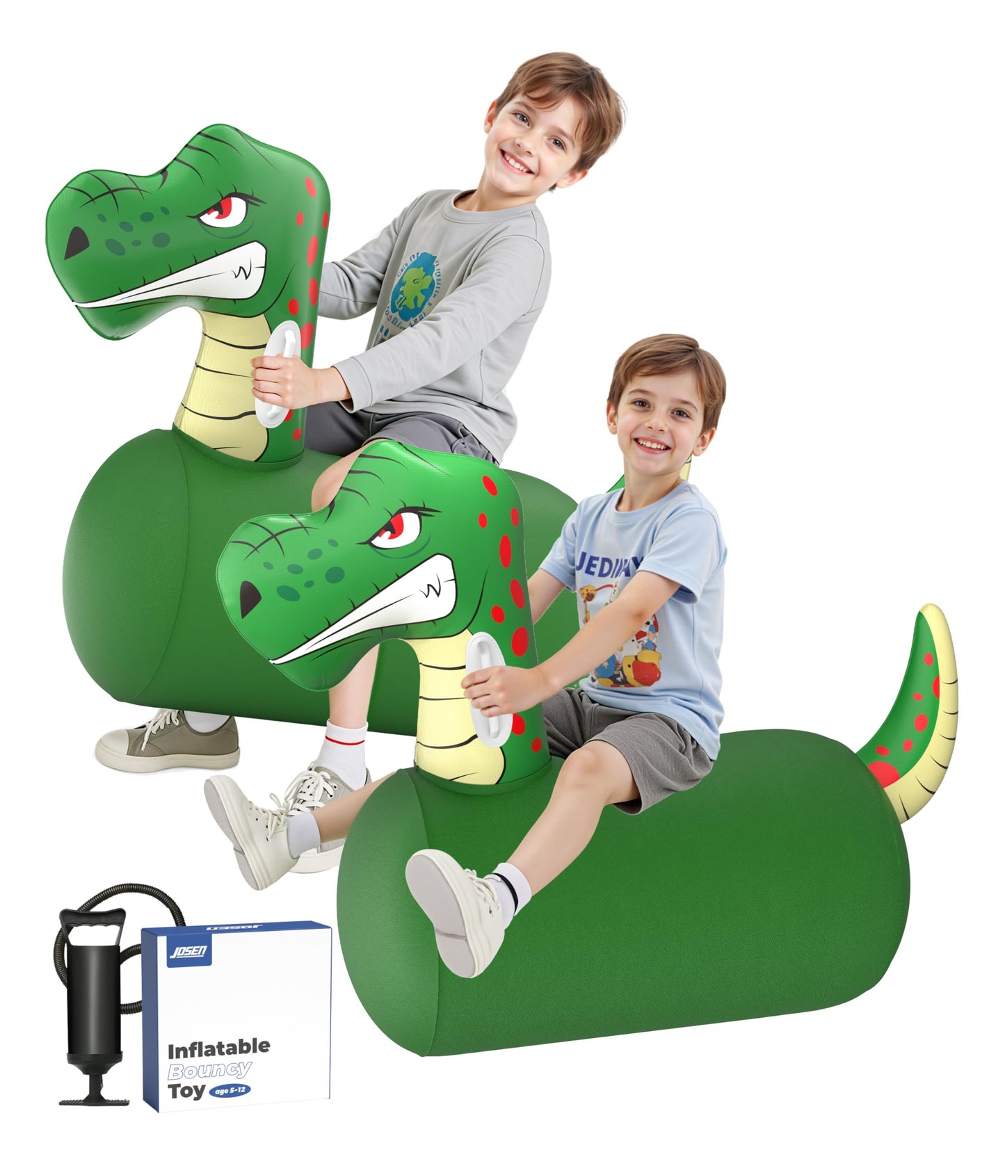 JOSEN Bouncy Hopper Giant Dinosaur Ride-On Toys – 2 Pack, Indoor/Outdoor Fun
