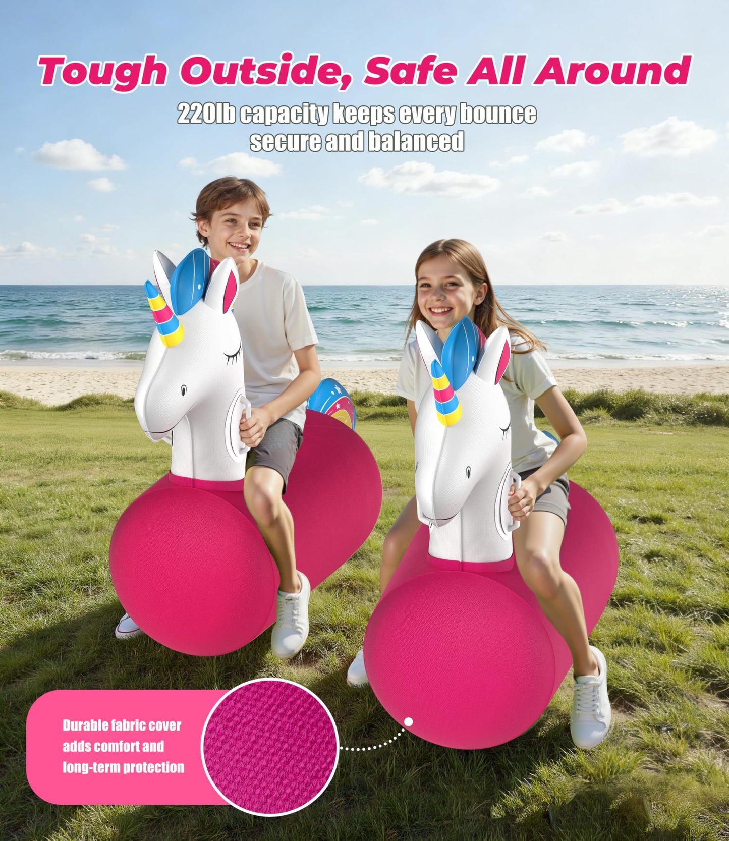 JOSEN Bouncy Hopper Giant Unicorn Ride-On Toys (2-Pack) – Indoor & Outdoor Fun