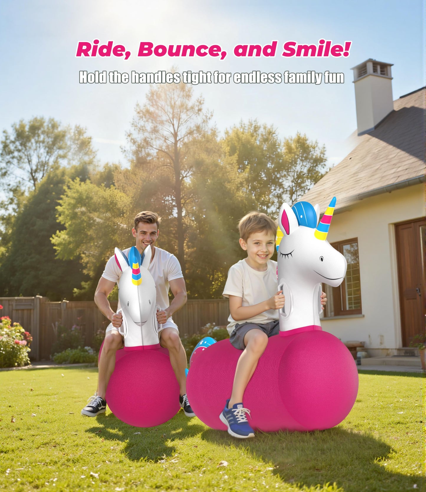 JOSEN Bouncy Hopper Giant Unicorn Ride-On Toys (2-Pack) – Indoor & Outdoor Fun