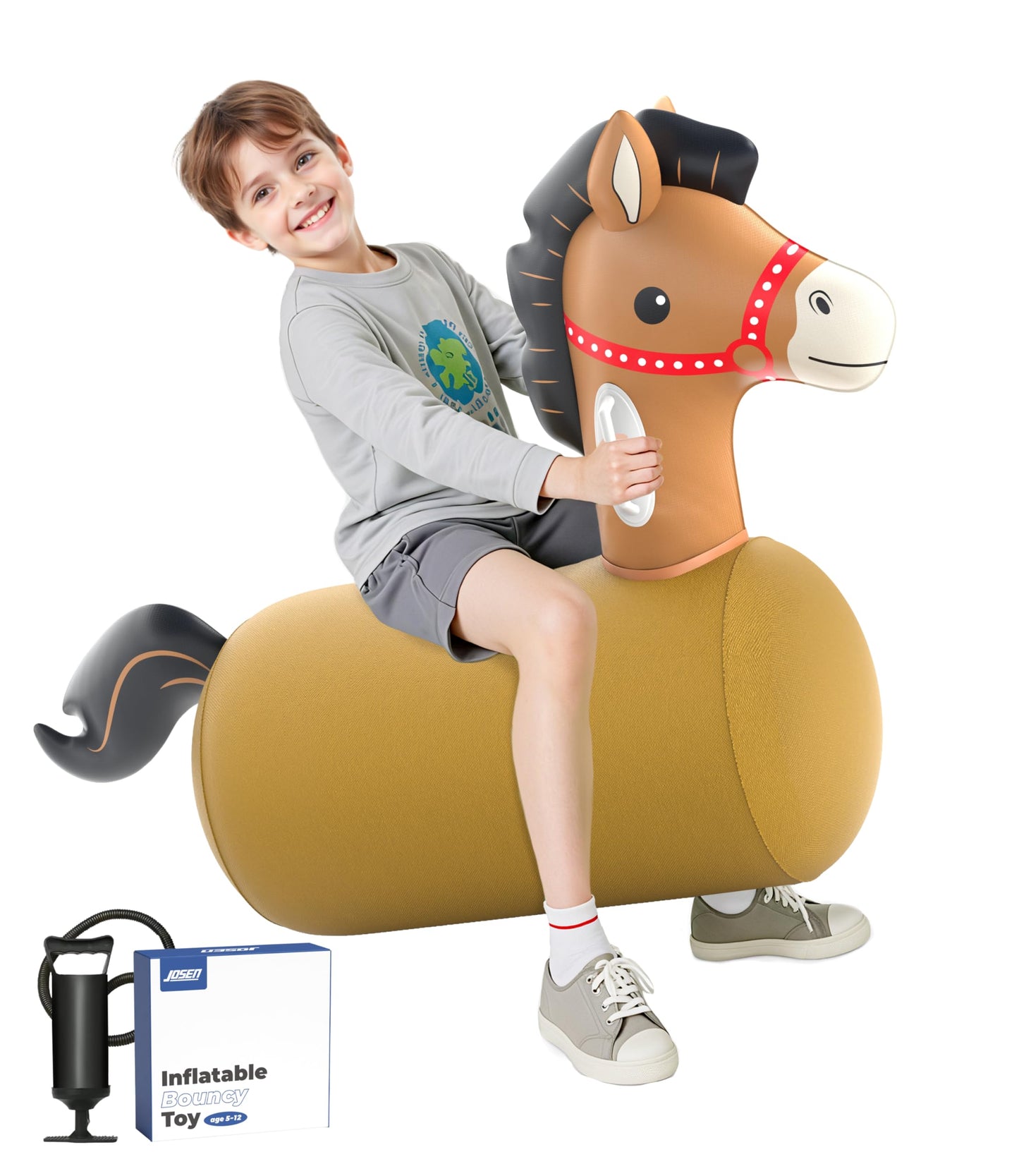 JOSEN Bouncy Horse Hopper – Giant Indoor/Outdoor Inflatable Ride-On (Up to 220 lbs)