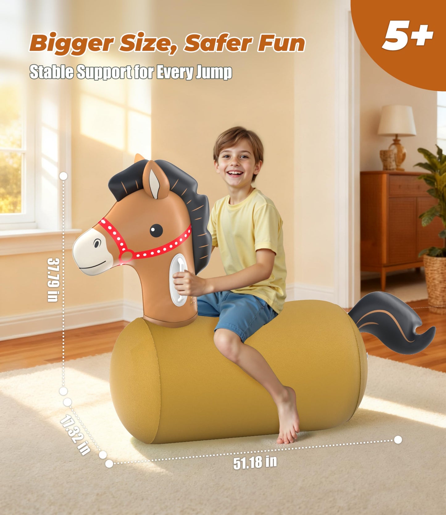JOSEN Bouncy Horse Hopper – Giant Indoor/Outdoor Inflatable Ride-On (Up to 220 lbs)