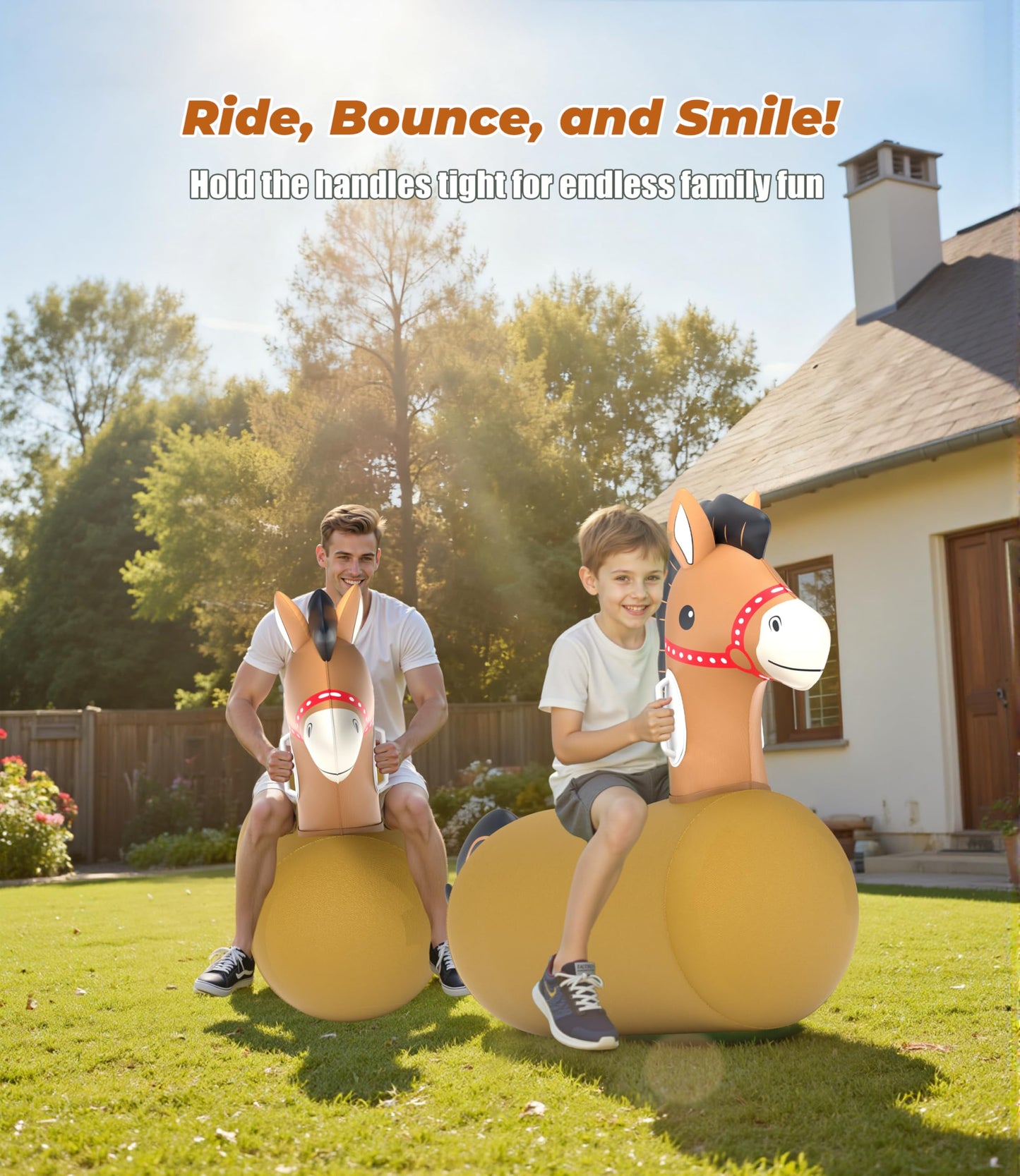 JOSEN Bouncy Horse Hopper Giant Ride-On Toys – Inflatable Indoor/Outdoor Jumping Fun for Ages 5+ (2 Pack)