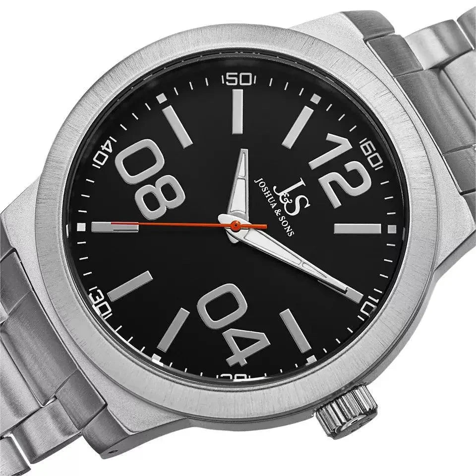 Joshua & Sons Bold Easy to Read Mens - Stainless Steel Bracelet - JS82SSB