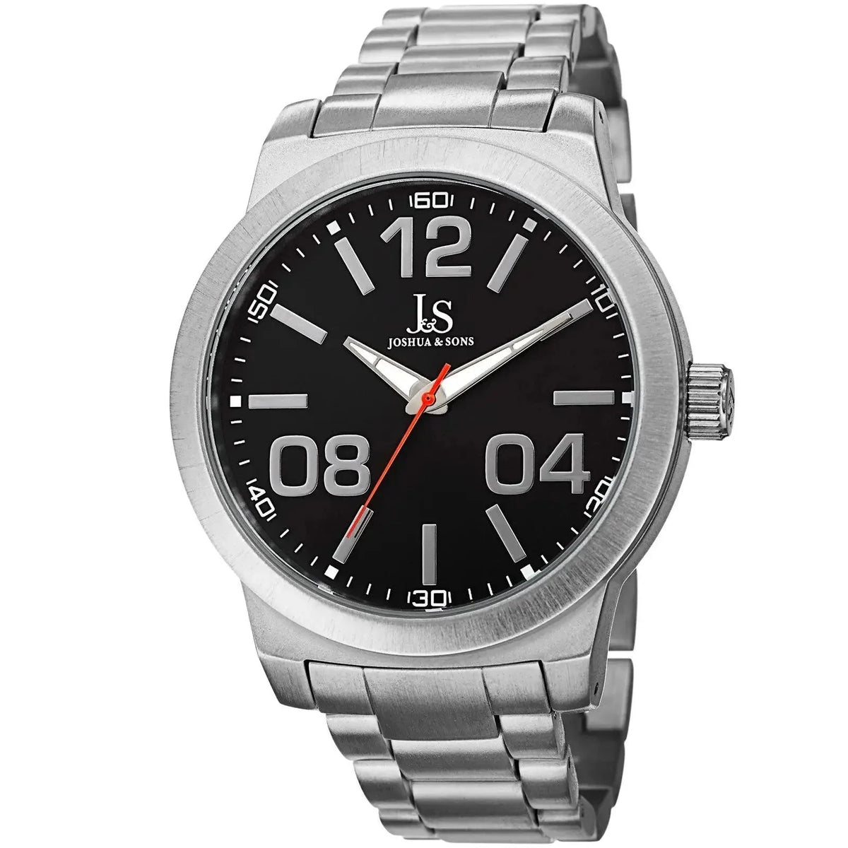 Joshua & Sons Bold Easy to Read Mens - Stainless Steel Bracelet - JS82SSB