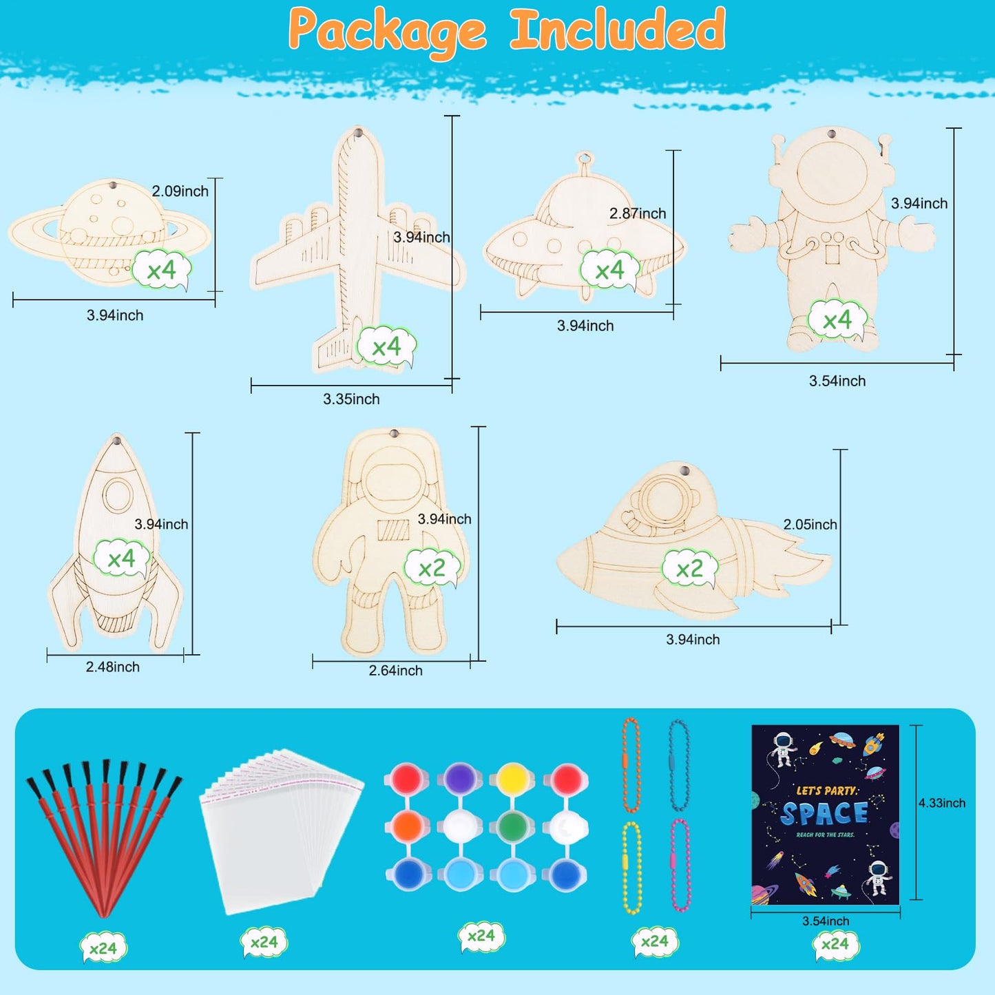 JOTIKO 24 Pack Space Keychain Painting Kits – Space Theme Party Favors for Kids