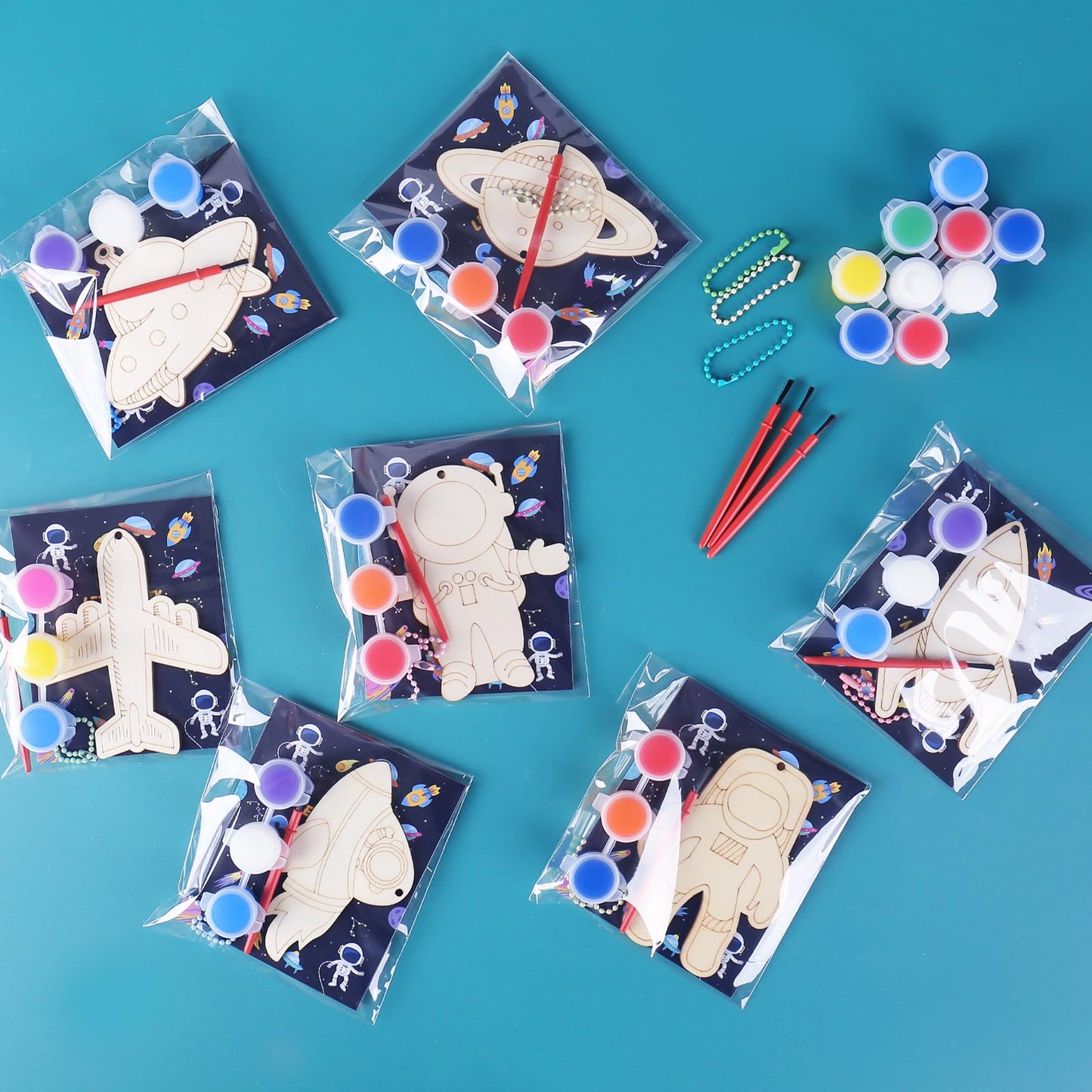 JOTIKO 24 Pack Space Keychain Painting Kits – Space Theme Party Favors for Kids