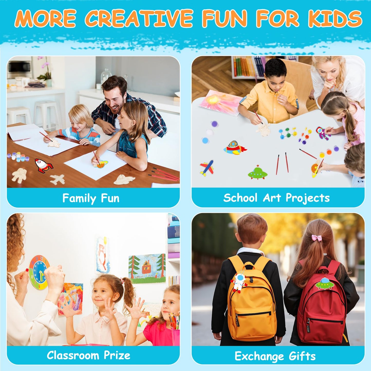 JOTIKO 24 Pack Space Keychain Painting Kits – Space Theme Party Favors for Kids