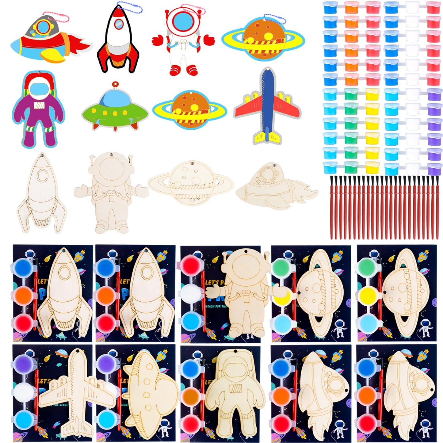 JOTIKO 24 Pack Space Keychain Painting Kits – Space Theme Party Favors for Kids
