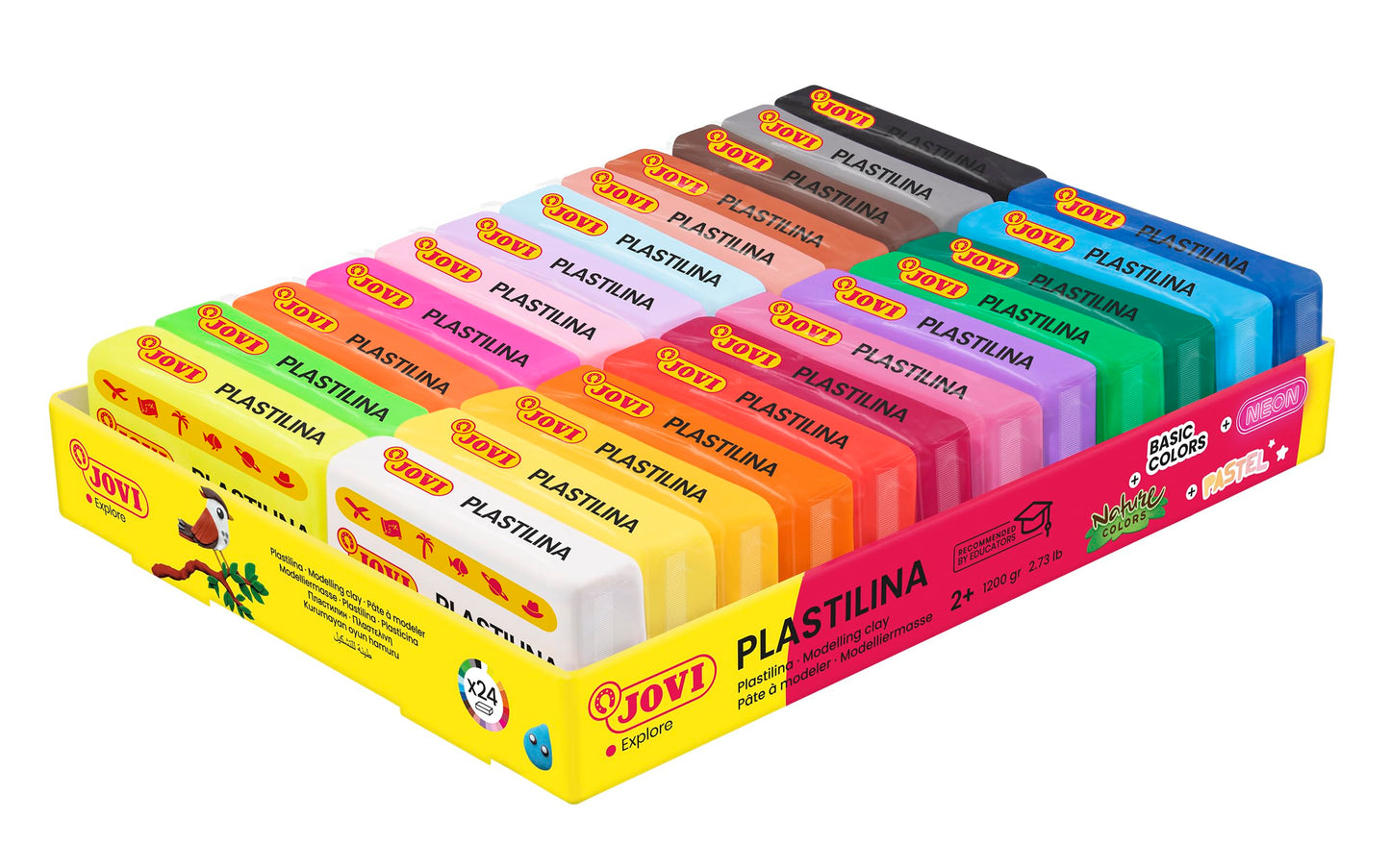 Jovi Clay Pack - Reusable Non-Drying Modeling Clay, 24 Colors, 1.75 oz Bars