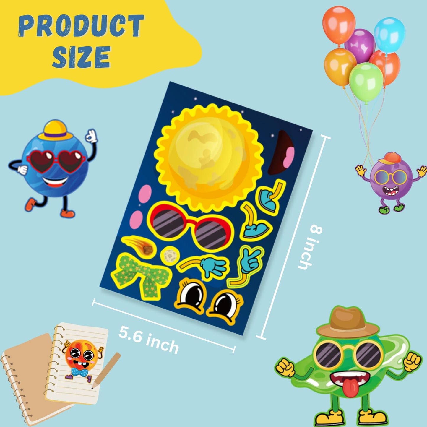Jovial & Joyful Planets Stickers – 36 Sheets for Space Parties & Creative Decor
