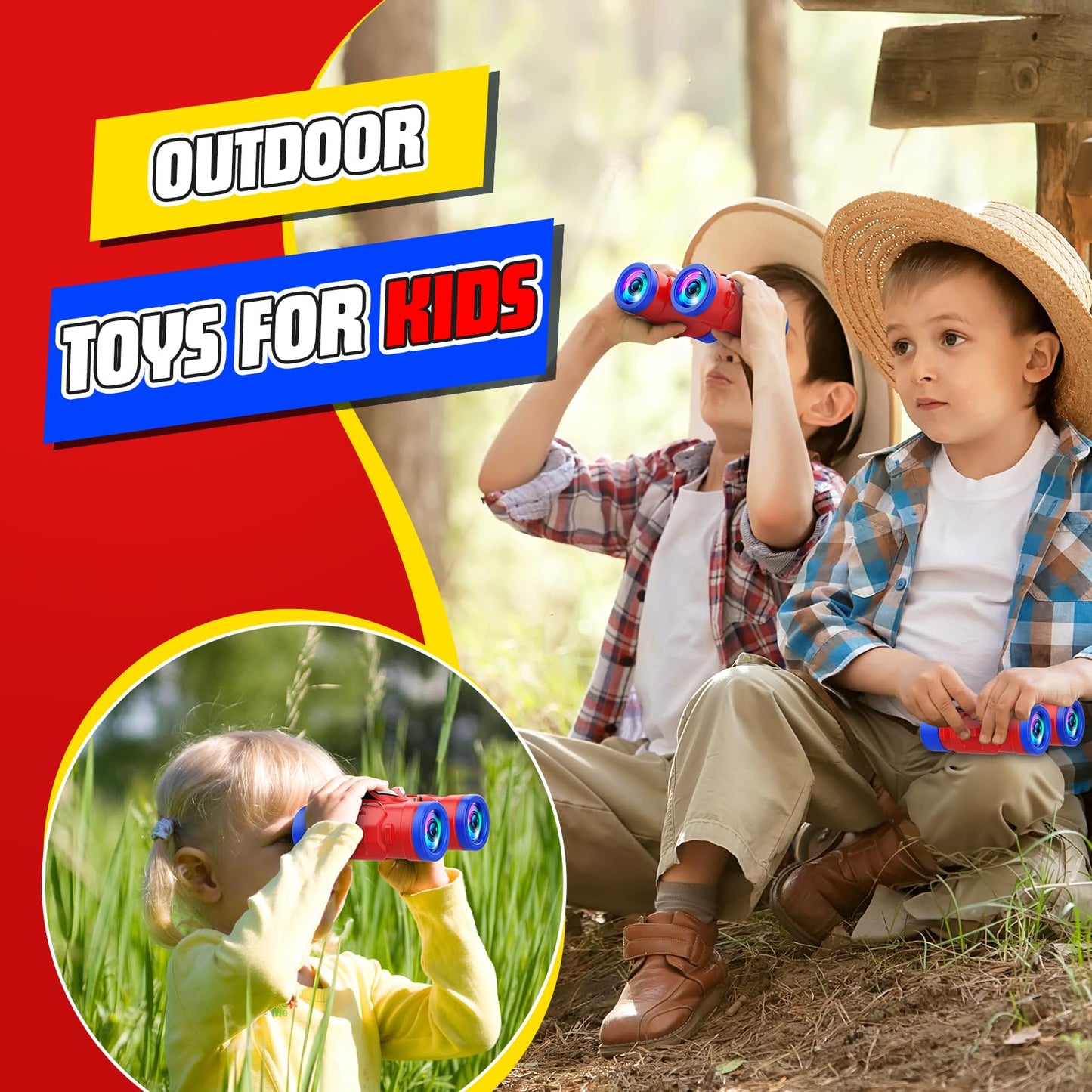 JovialToyz Kids Binoculars 4x30 with Compass – Outdoor Learning Gift for Ages 3-8